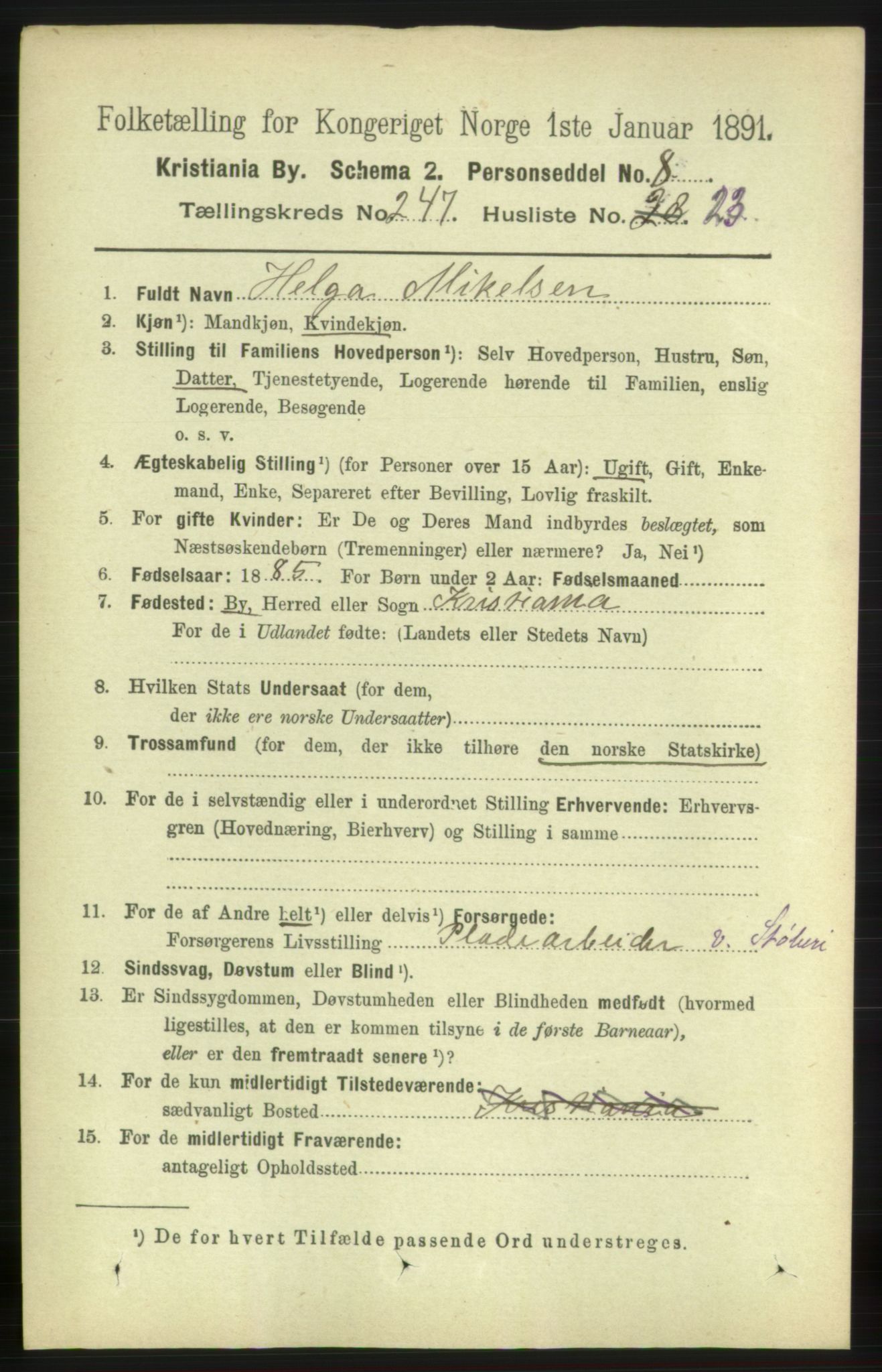 RA, 1891 census for 0301 Kristiania, 1891, p. 150980