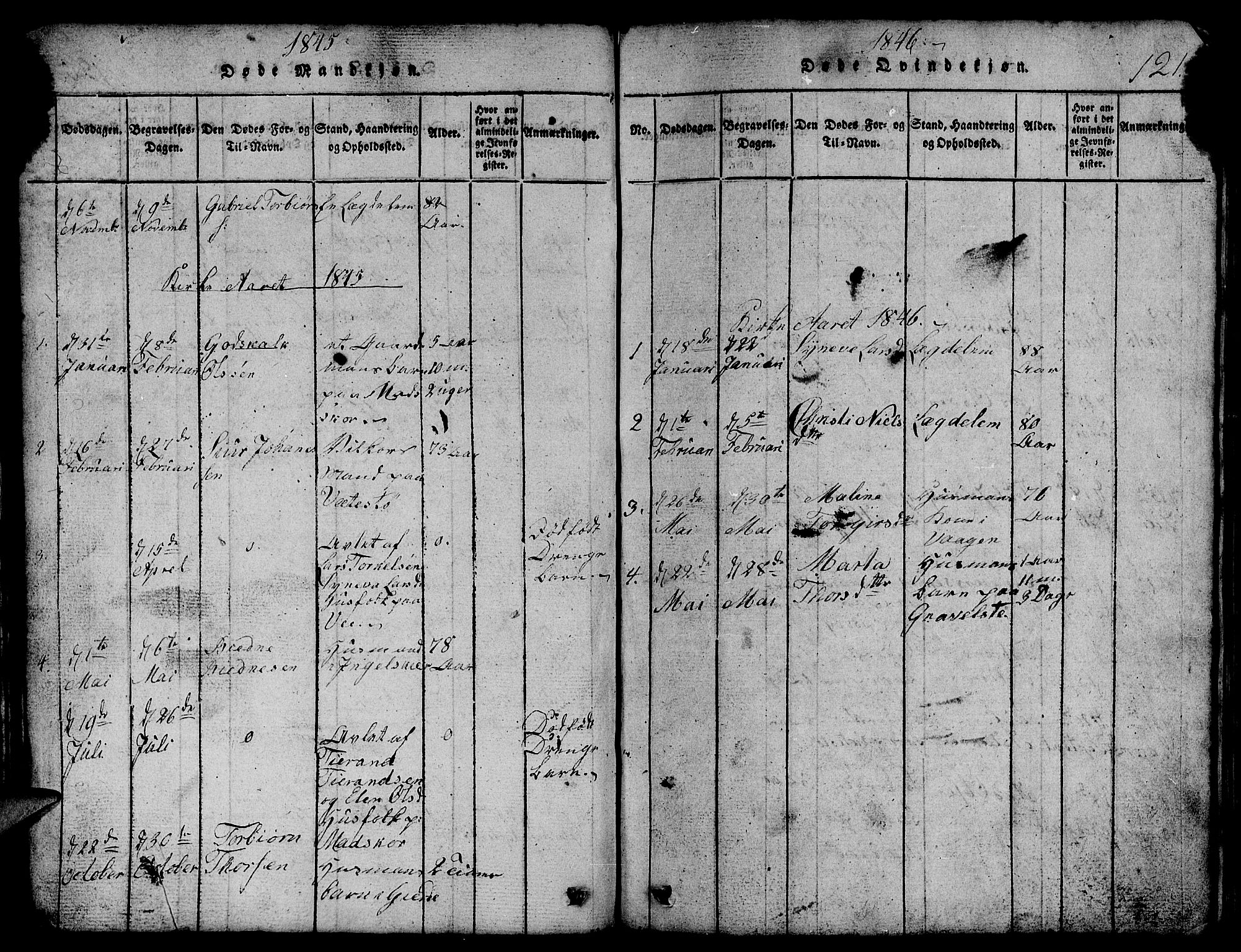 Etne sokneprestembete, SAB/A-75001/H/Hab: Parish register (copy) no. B 1, 1815-1850, p. 121