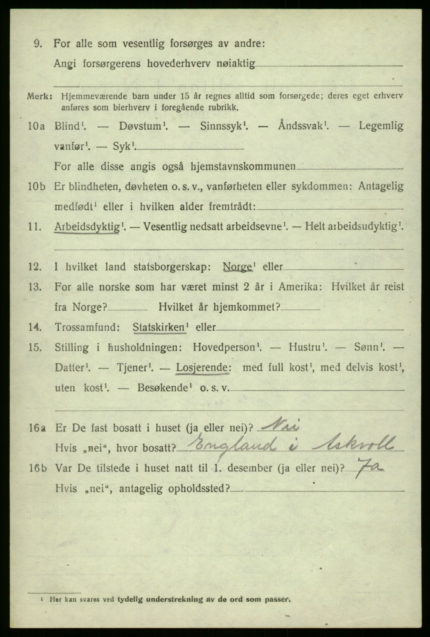 SAB, 1920 census for Askvoll, 1920, p. 2149