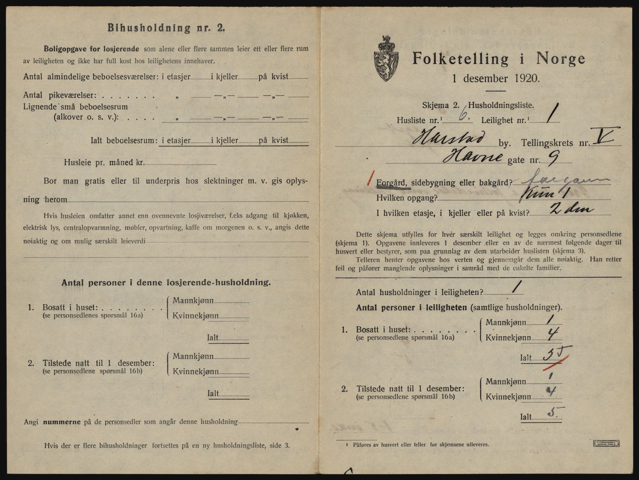 SATØ, 1920 census for Harstad, 1920, p. 1641