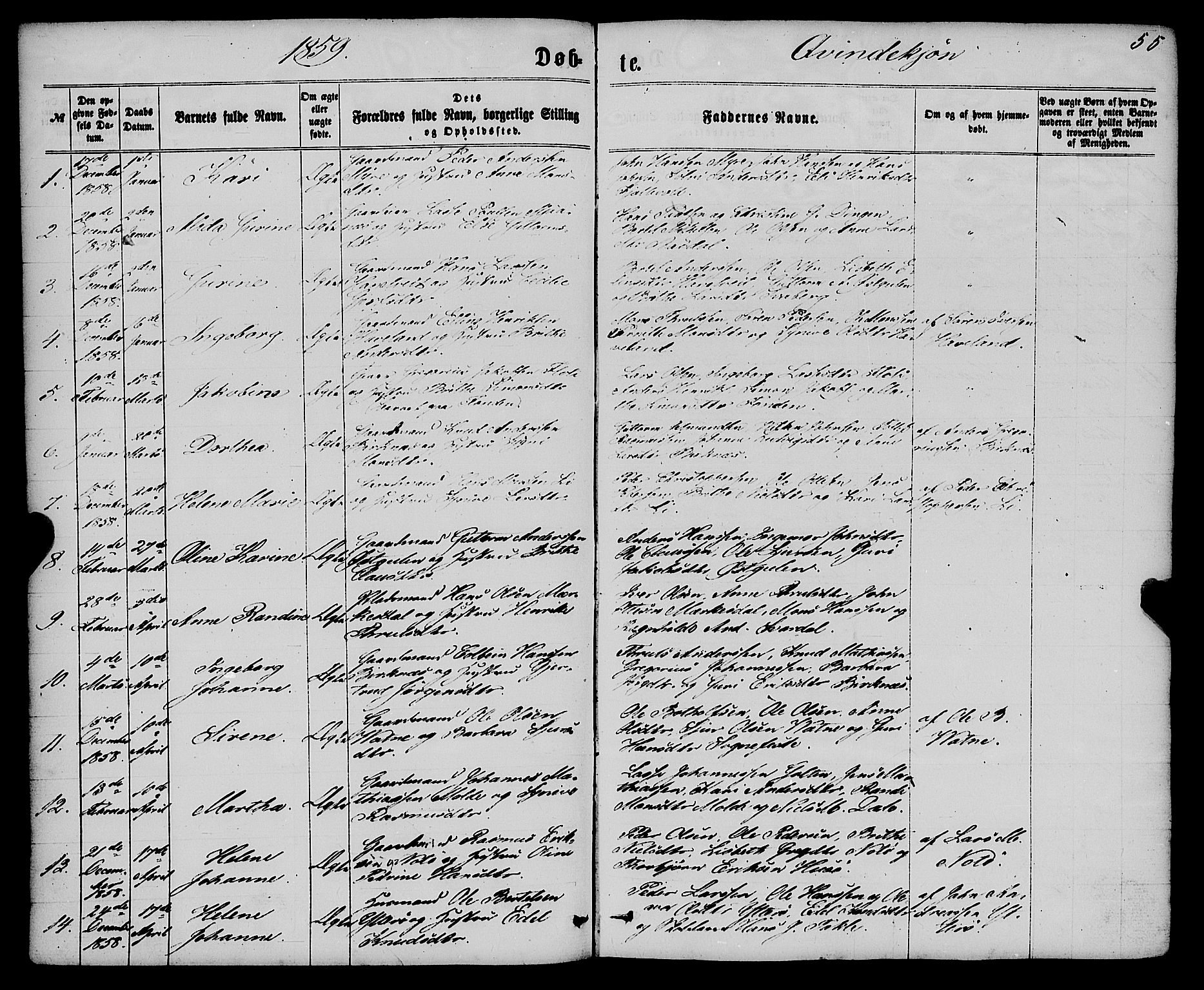 Gulen sokneprestembete, AV/SAB-A-80201/H/Haa/Haaa/L0022: Parish register (official) no. A 22, 1859-1869, p. 55