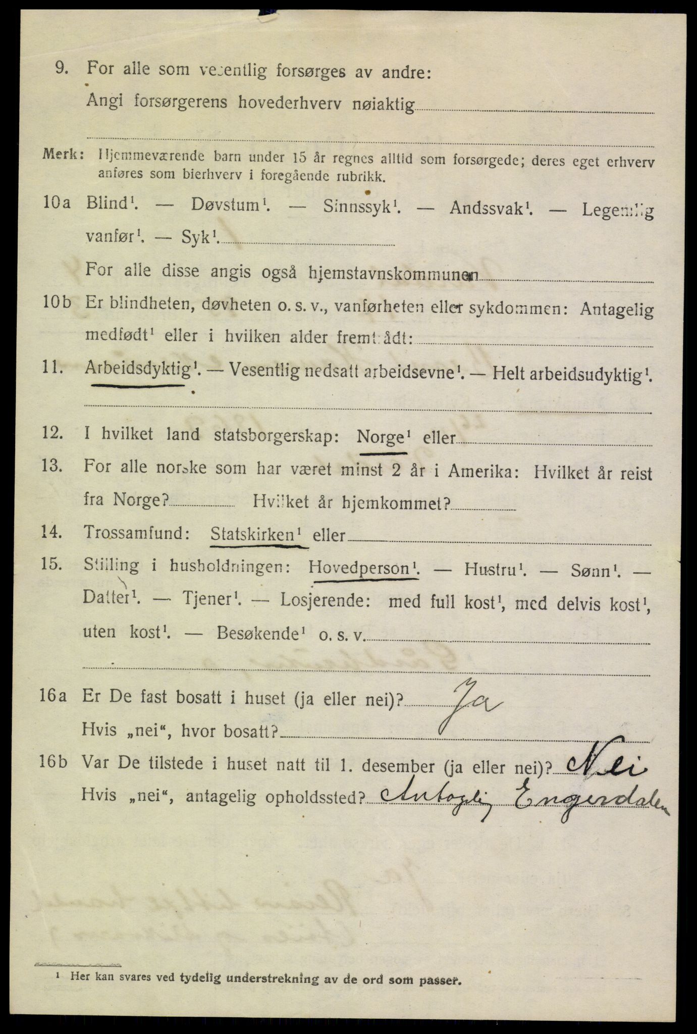 SAH, 1920 census for Vardal, 1920, p. 3022