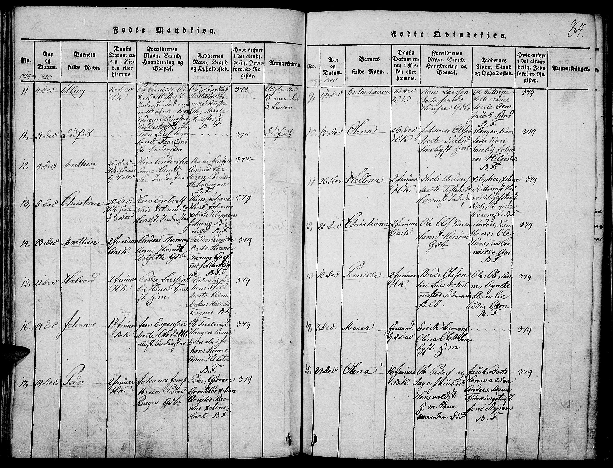 Toten prestekontor, SAH/PREST-102/H/Ha/Haa/L0009: Parish register (official) no. 9, 1814-1820, p. 84