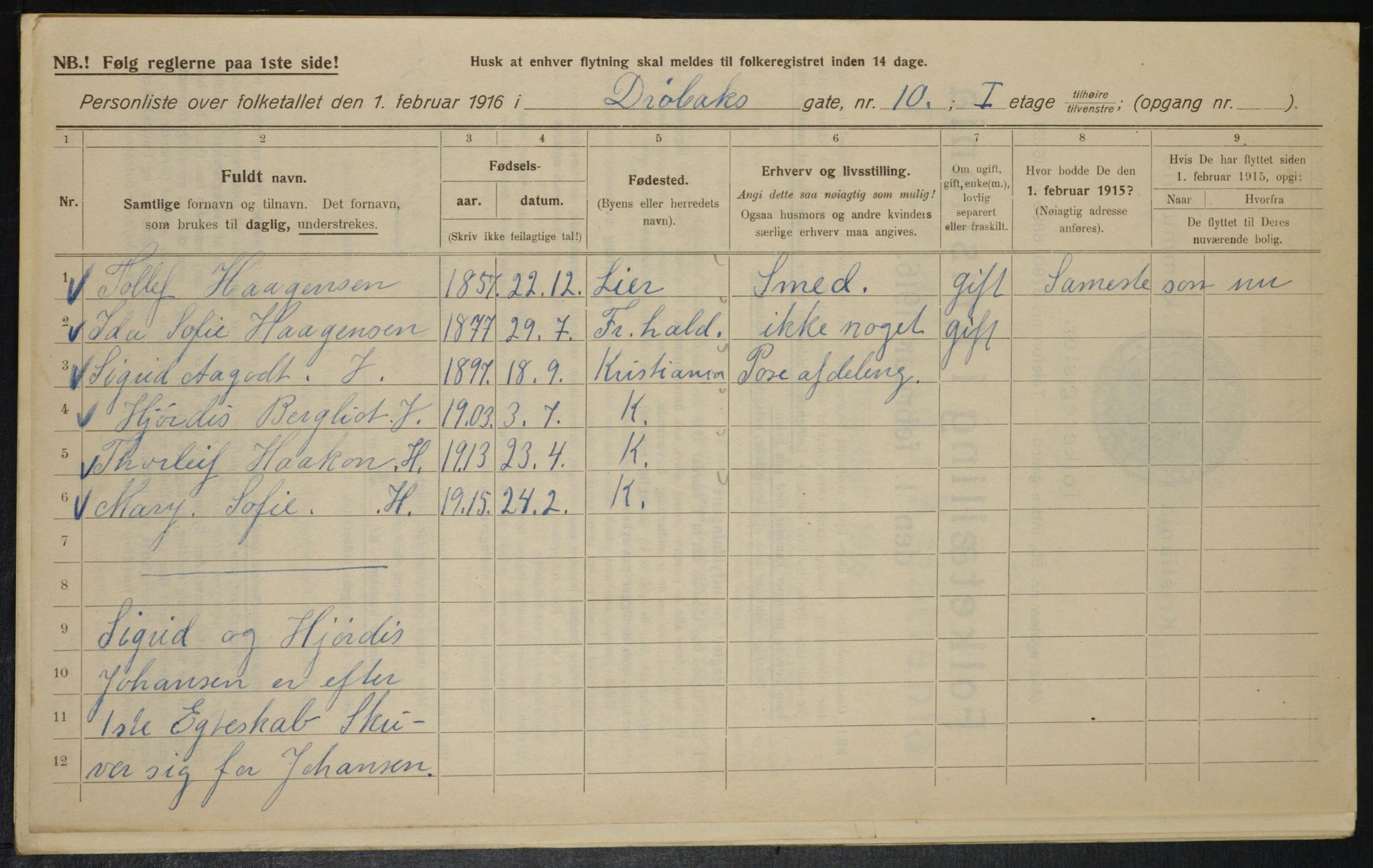 OBA, Municipal Census 1916 for Kristiania, 1916, p. 17495