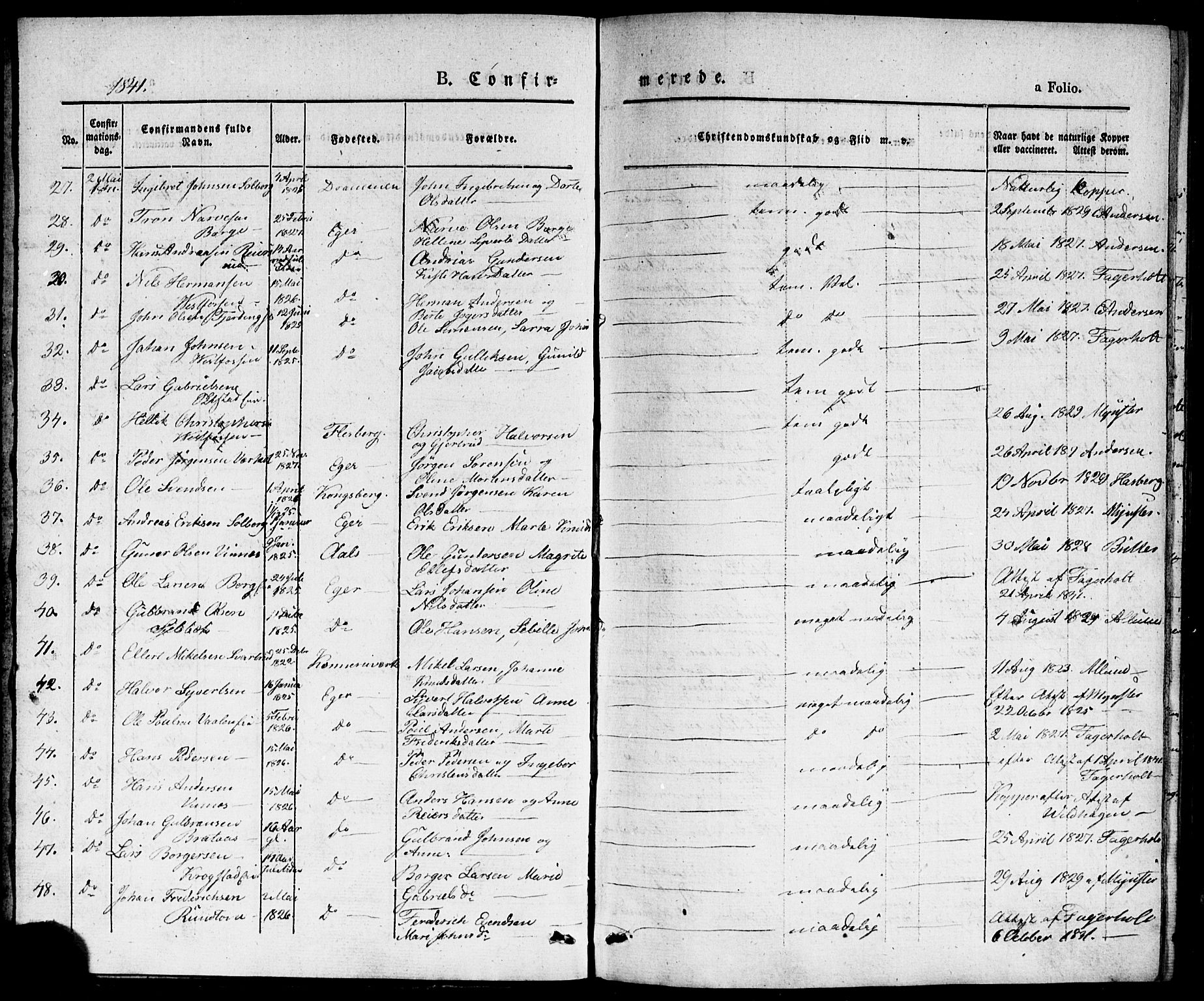 Eiker kirkebøker, SAKO/A-4/F/Fa/L0013b: Parish register (official) no. I 13B, 1840-1845