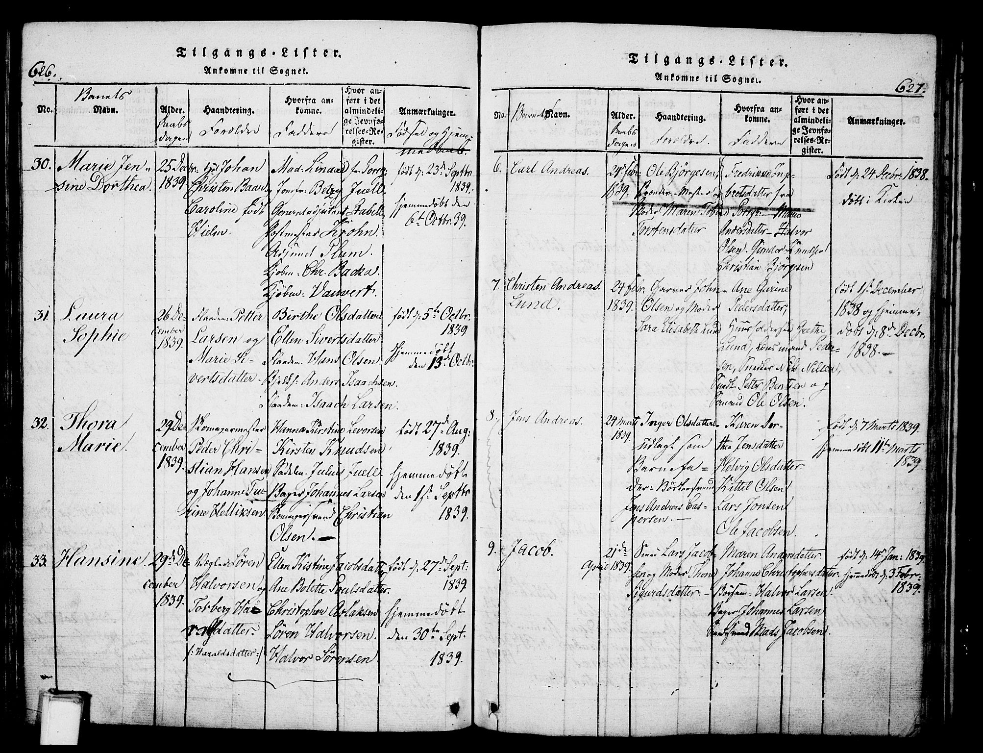 Skien kirkebøker, SAKO/A-302/G/Ga/L0002: Parish register (copy) no. 2, 1814-1842, p. 626-627