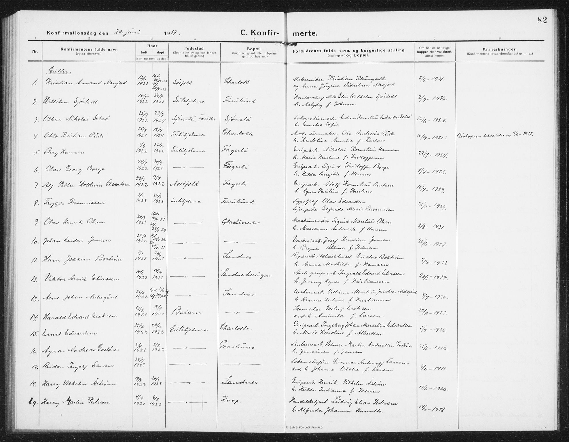Ministerialprotokoller, klokkerbøker og fødselsregistre - Nordland, SAT/A-1459/850/L0717: Parish register (copy) no. 850C01, 1915-1941, p. 82