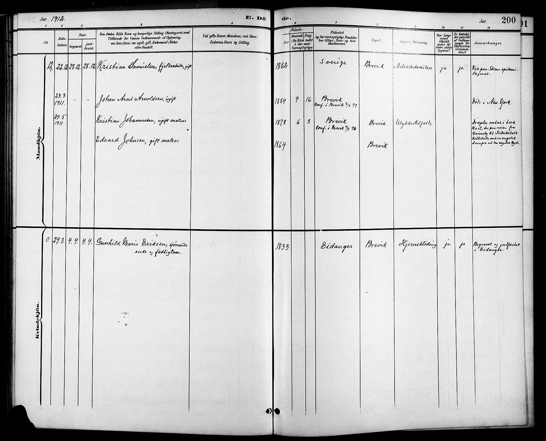 Brevik kirkebøker, SAKO/A-255/G/Ga/L0005: Parish register (copy) no. 5, 1901-1924, p. 200