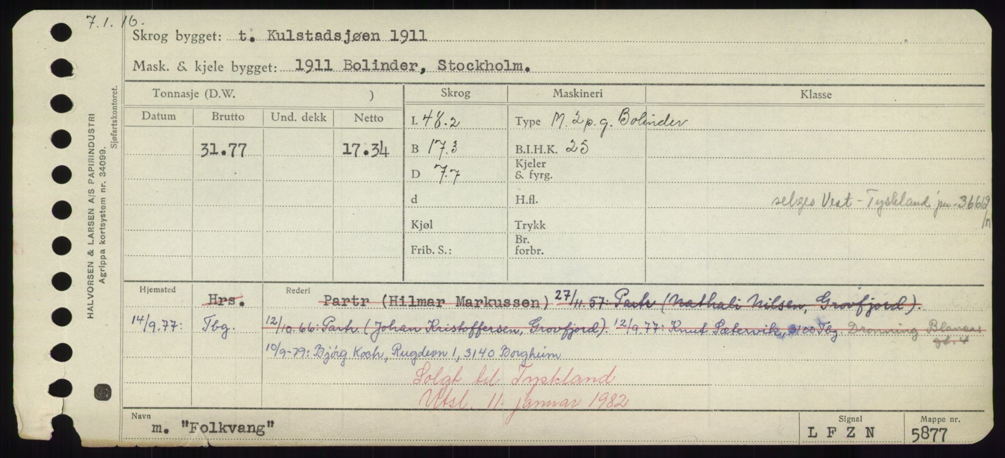 Sjøfartsdirektoratet med forløpere, Skipsmålingen, RA/S-1627/H/Hd/L0011: Fartøy, Fla-Får, p. 145