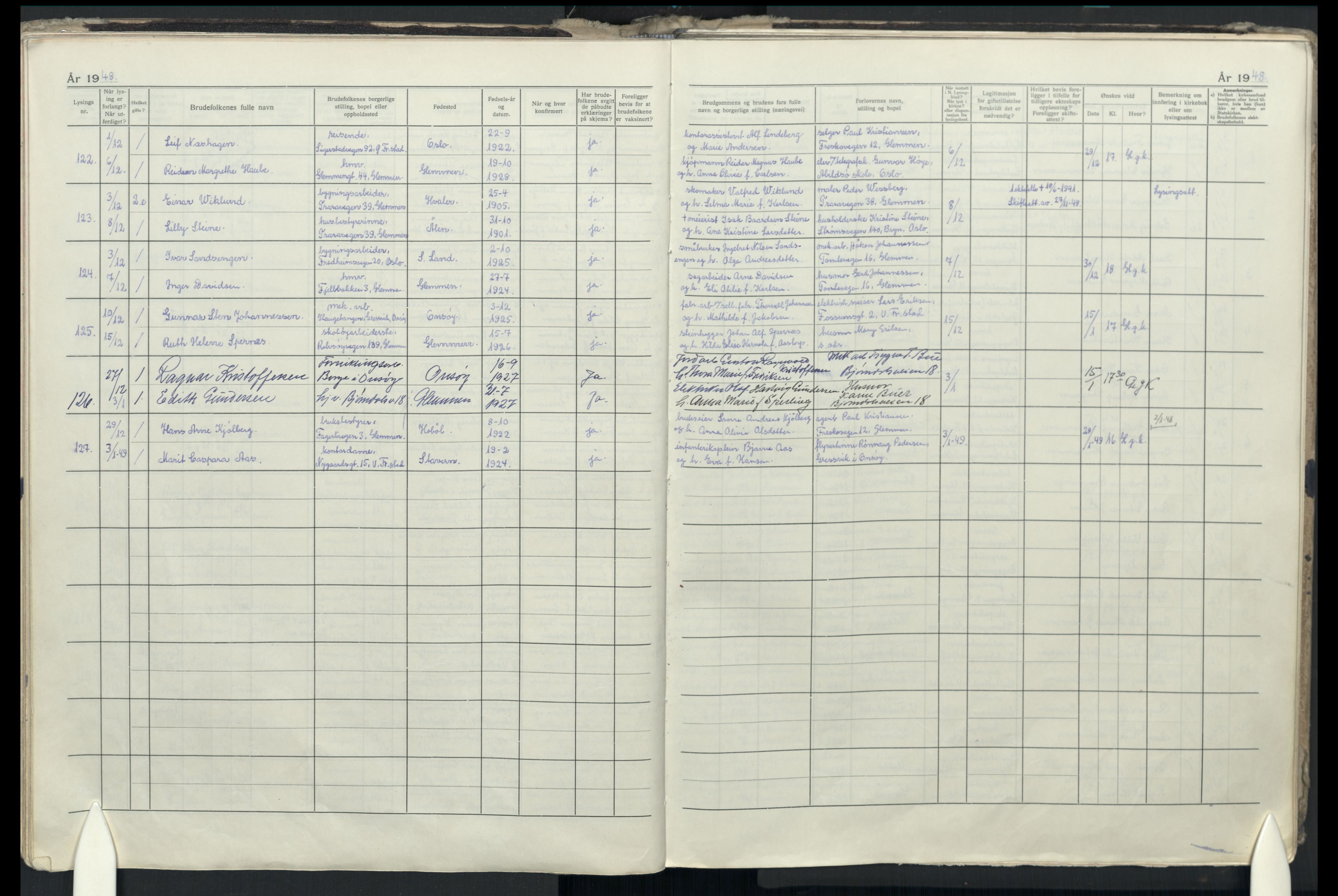 Glemmen prestekontor Kirkebøker, AV/SAO-A-10908/H/Ha/L0004: Banns register no. 4, 1942-1965