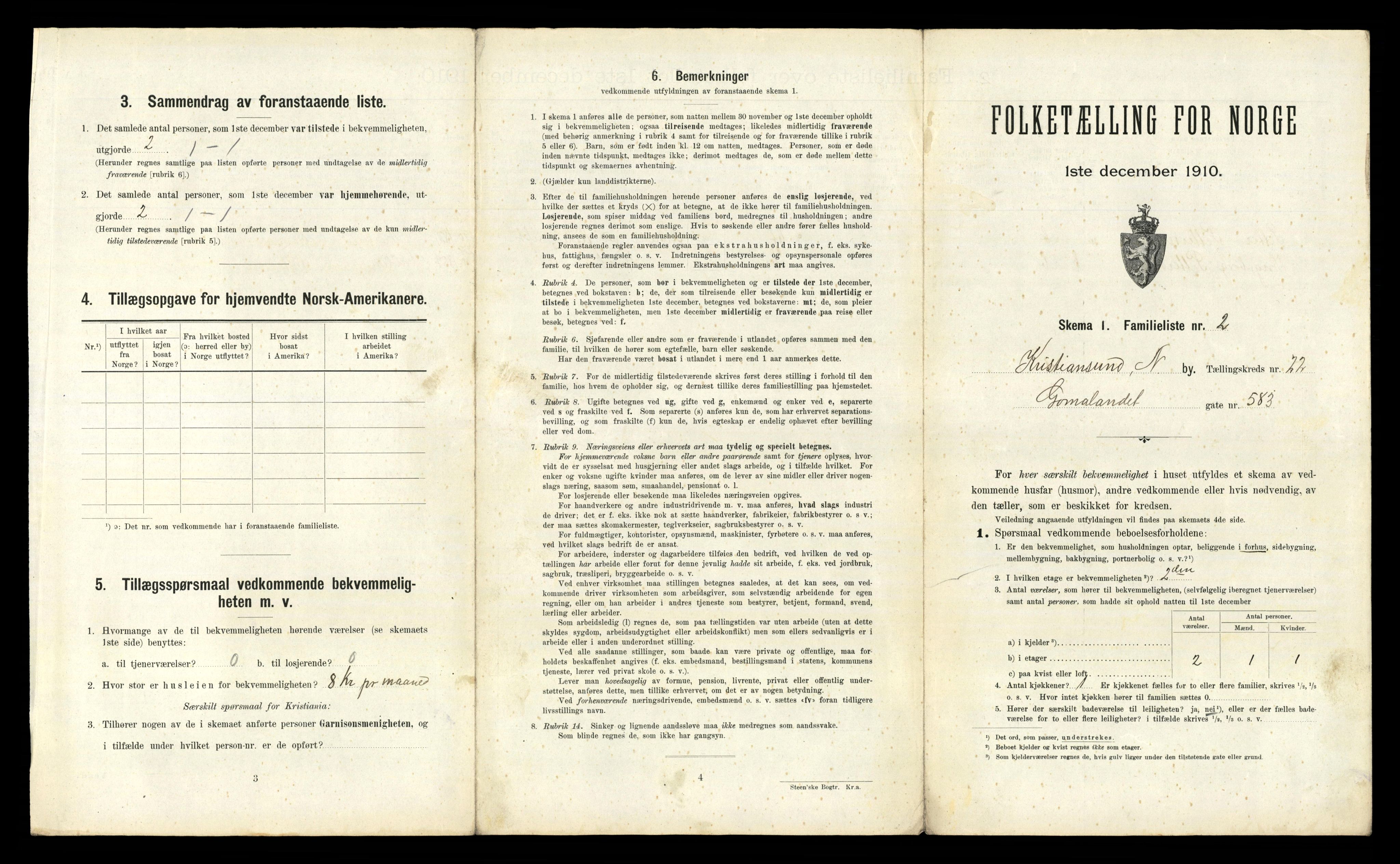 RA, 1910 census for Kristiansund, 1910, p. 7619