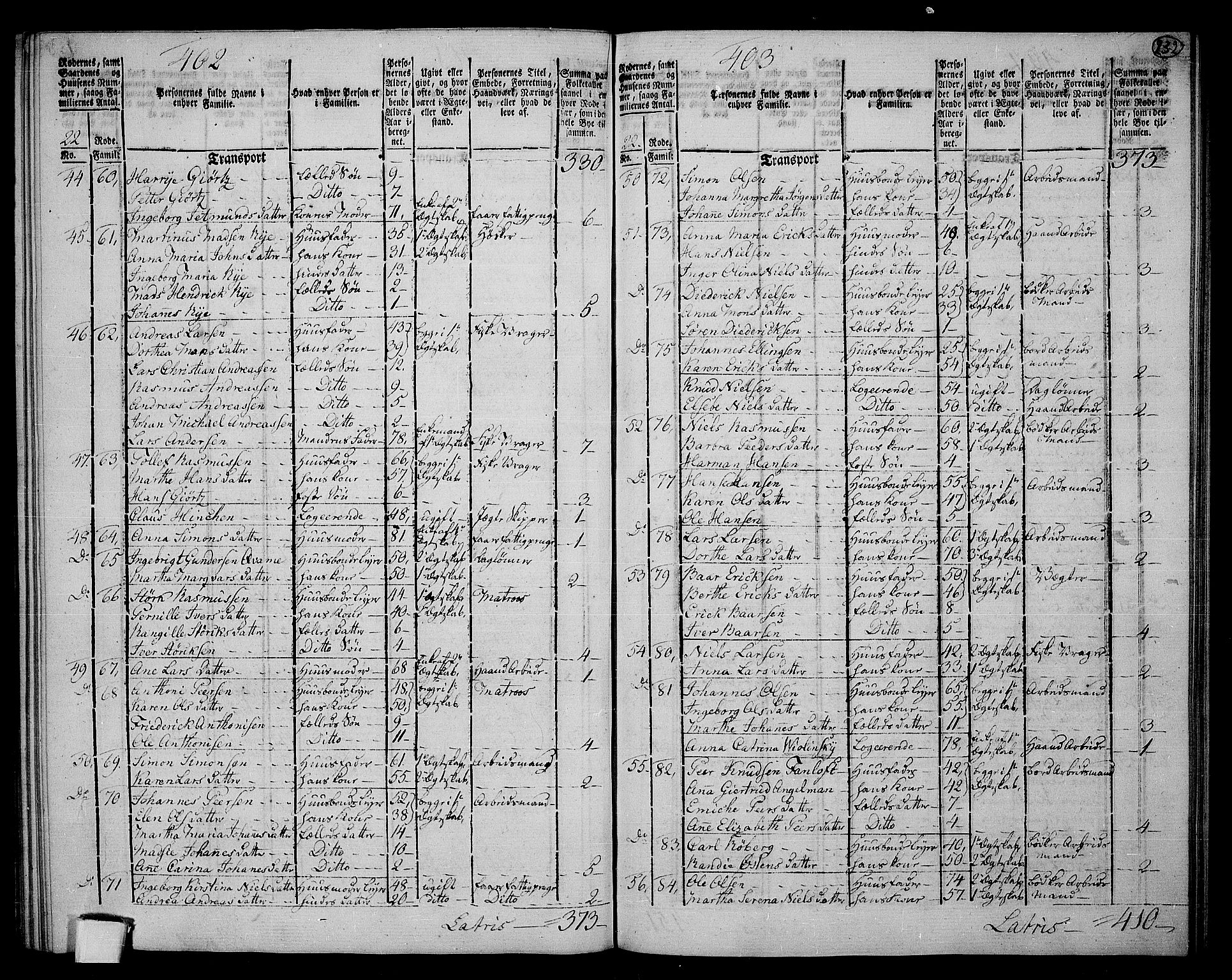 RA, 1801 census for 1301 Bergen, 1801, p. 231b-232a