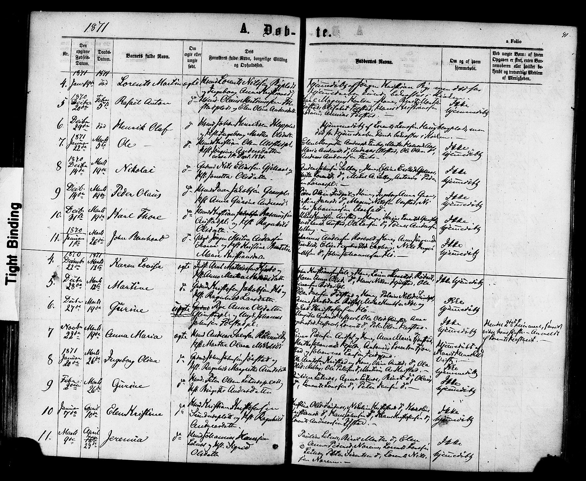 Ministerialprotokoller, klokkerbøker og fødselsregistre - Nord-Trøndelag, SAT/A-1458/730/L0284: Parish register (official) no. 730A09, 1866-1878, p. 41