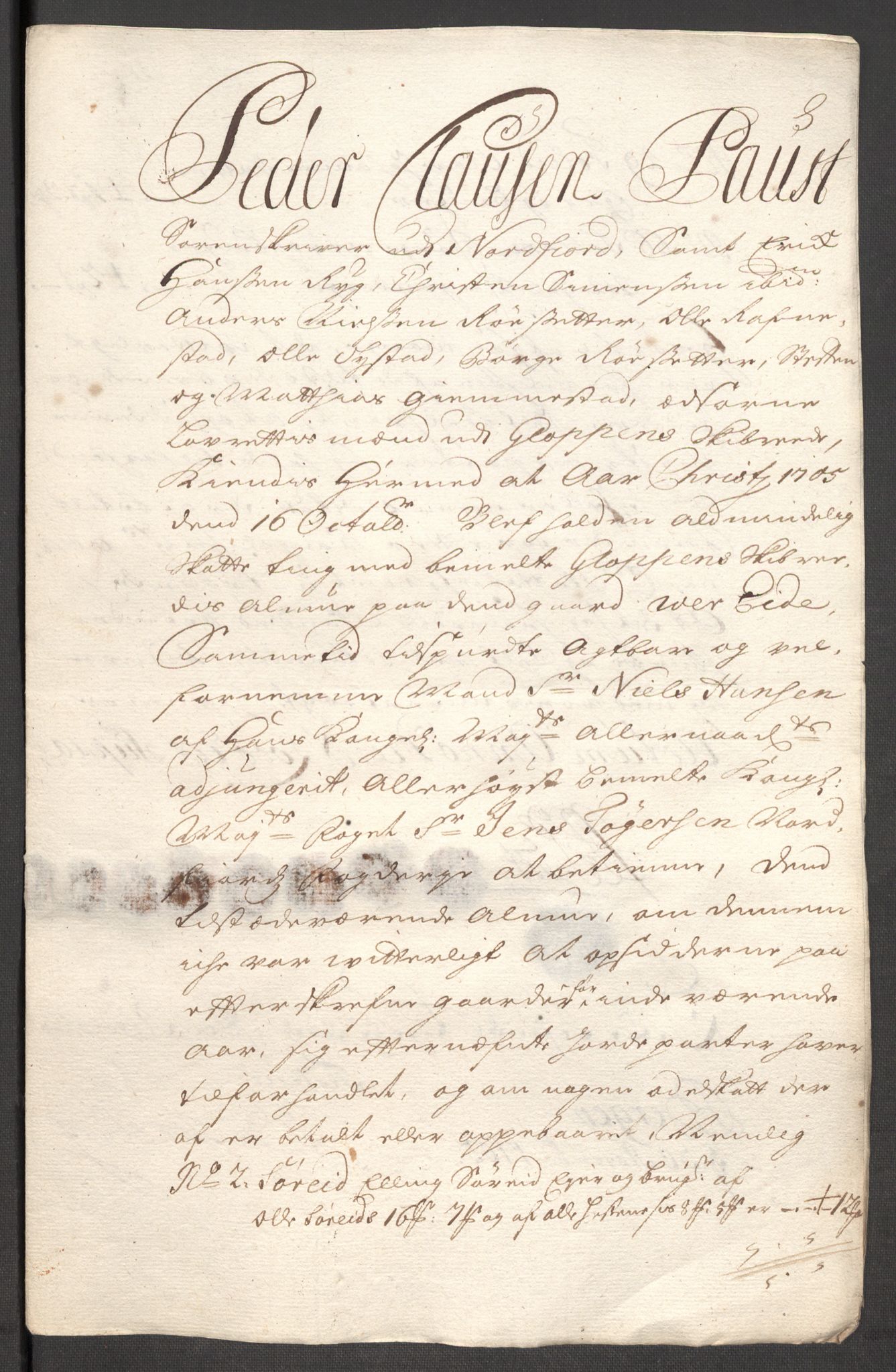 Rentekammeret inntil 1814, Reviderte regnskaper, Fogderegnskap, RA/EA-4092/R53/L3429: Fogderegnskap Sunn- og Nordfjord, 1705, p. 148