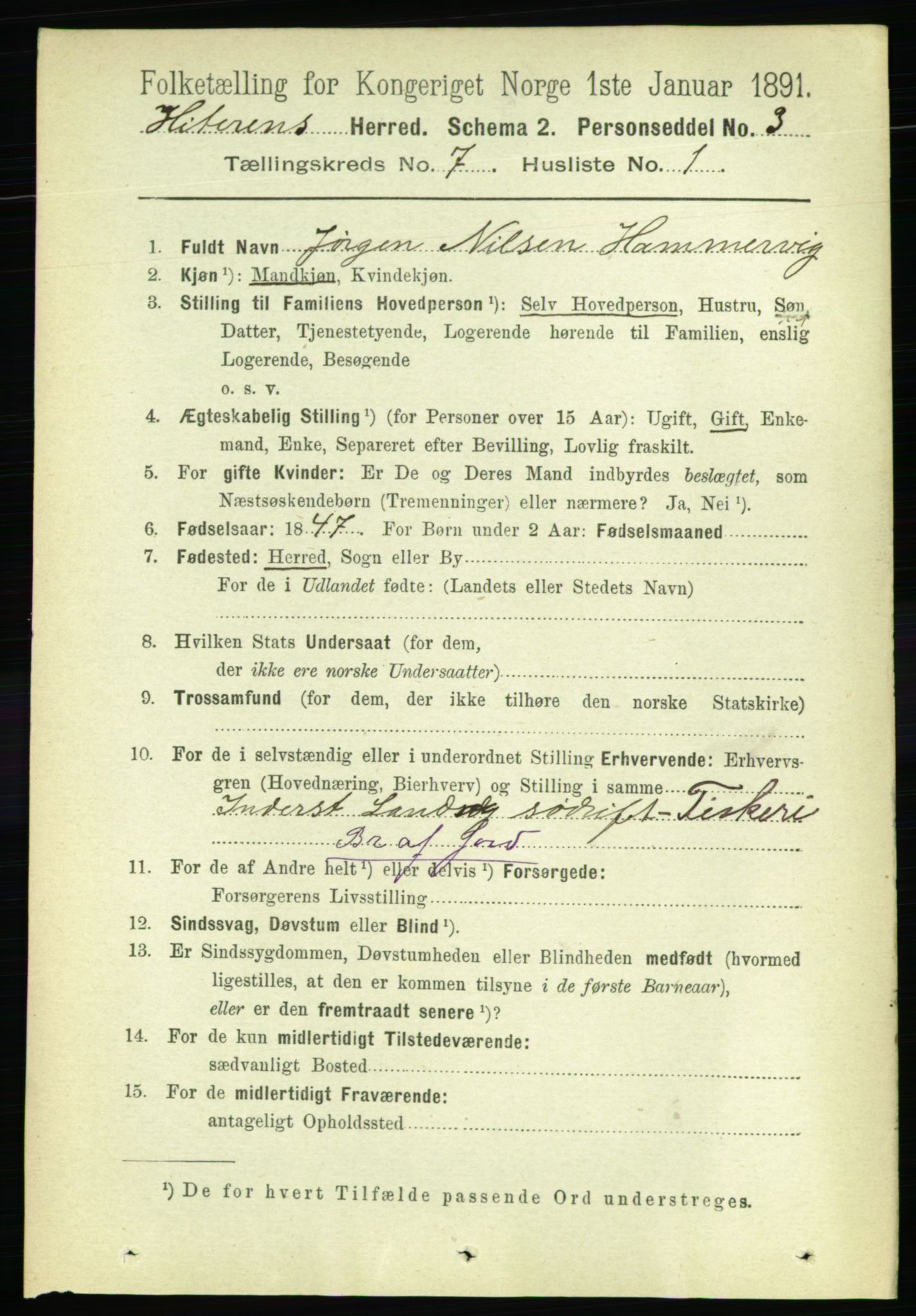 RA, 1891 census for 1617 Hitra, 1891, p. 1244