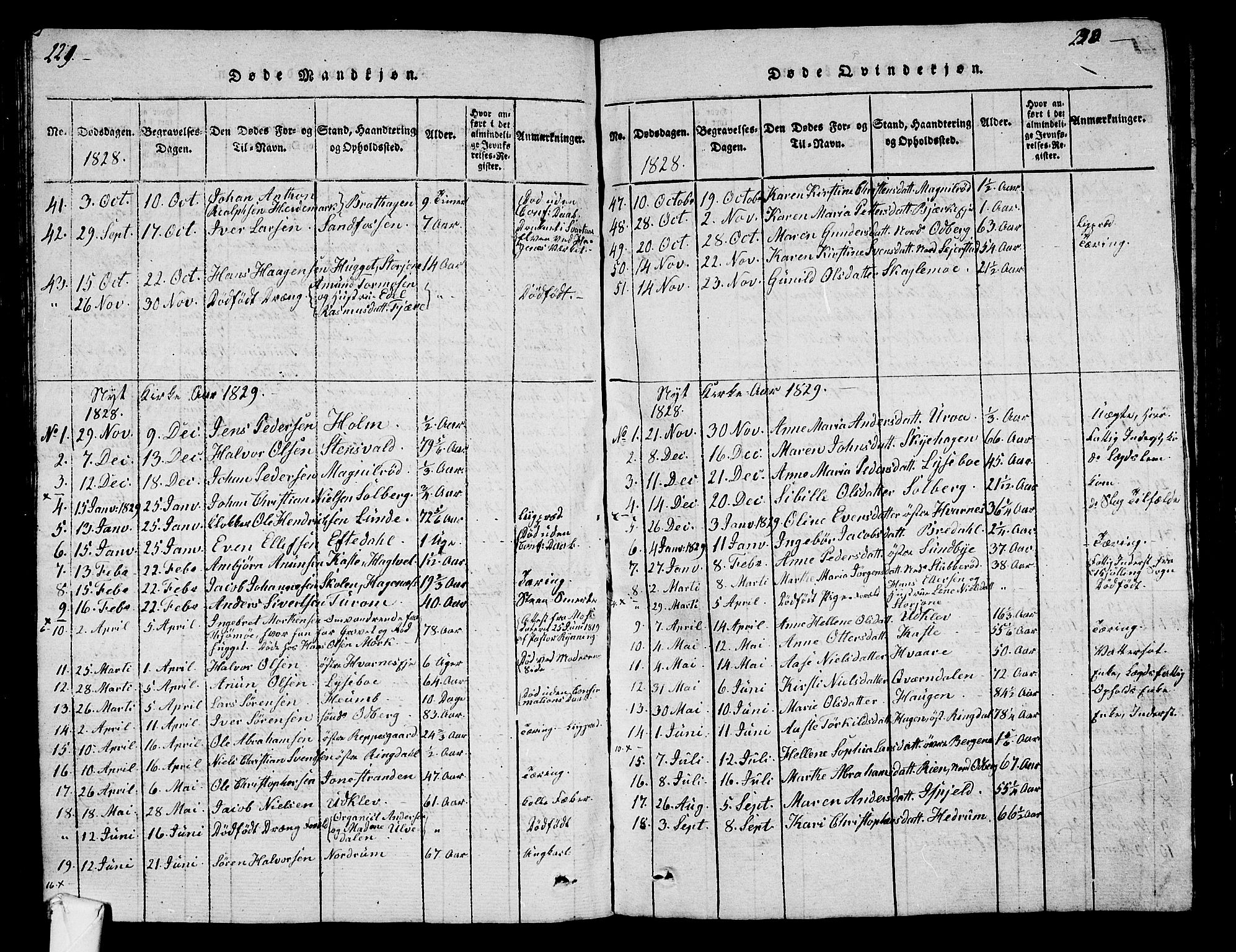 Hedrum kirkebøker, AV/SAKO-A-344/G/Ga/L0003: Parish register (copy) no. I 3, 1817-1835, p. 229-230