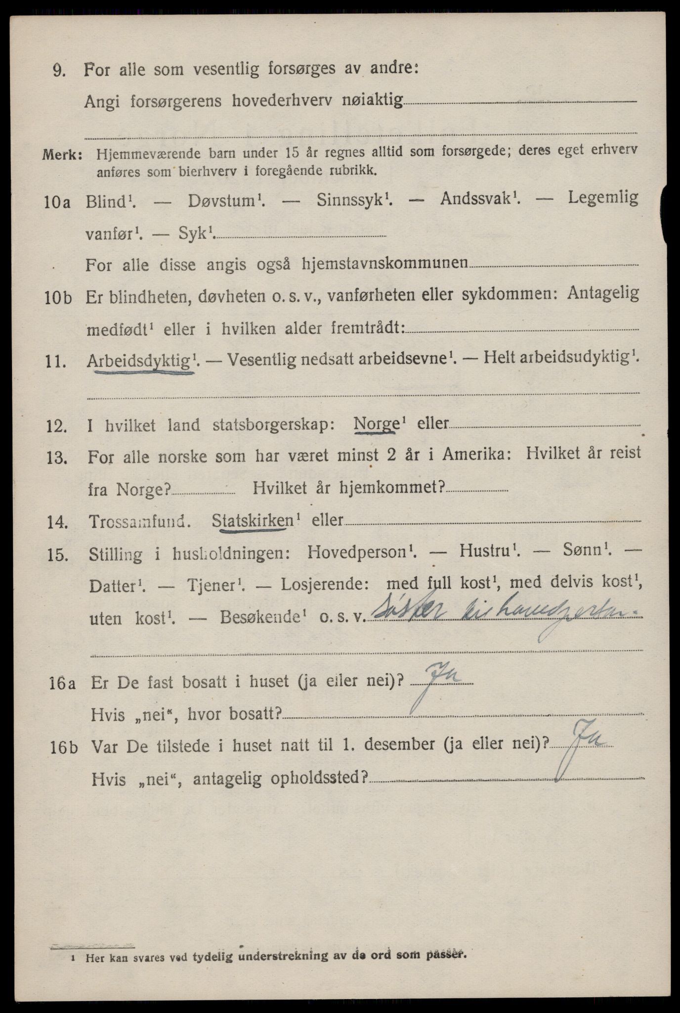 SAST, 1920 census for Tysvær, 1920, p. 1149