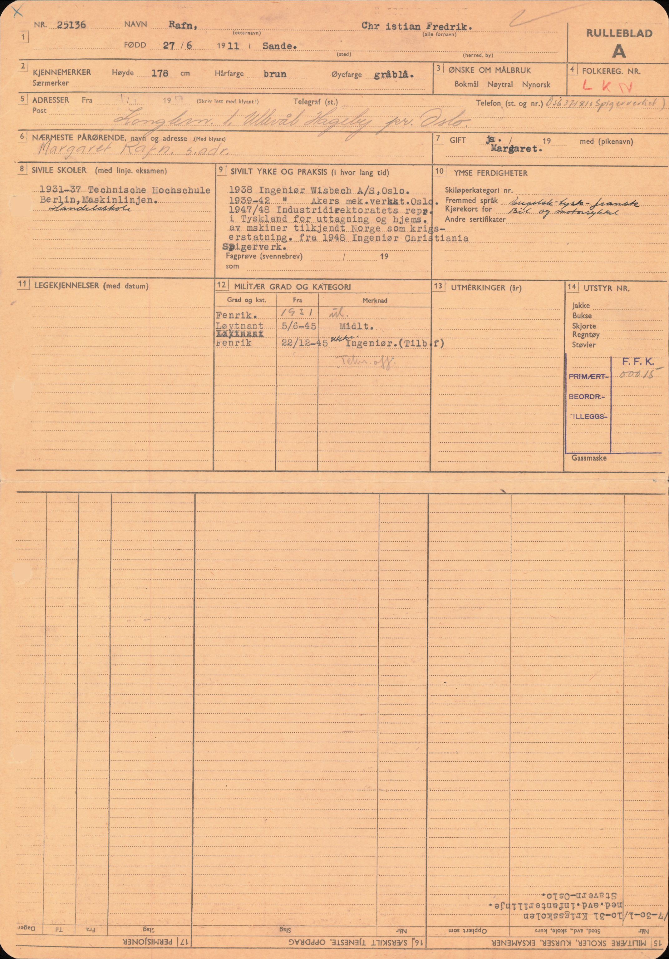 Forsvaret, Forsvarets overkommando/Luftforsvarsstaben, AV/RA-RAFA-4079/P/Pa/L0028: Personellpapirer, 1911, p. 9