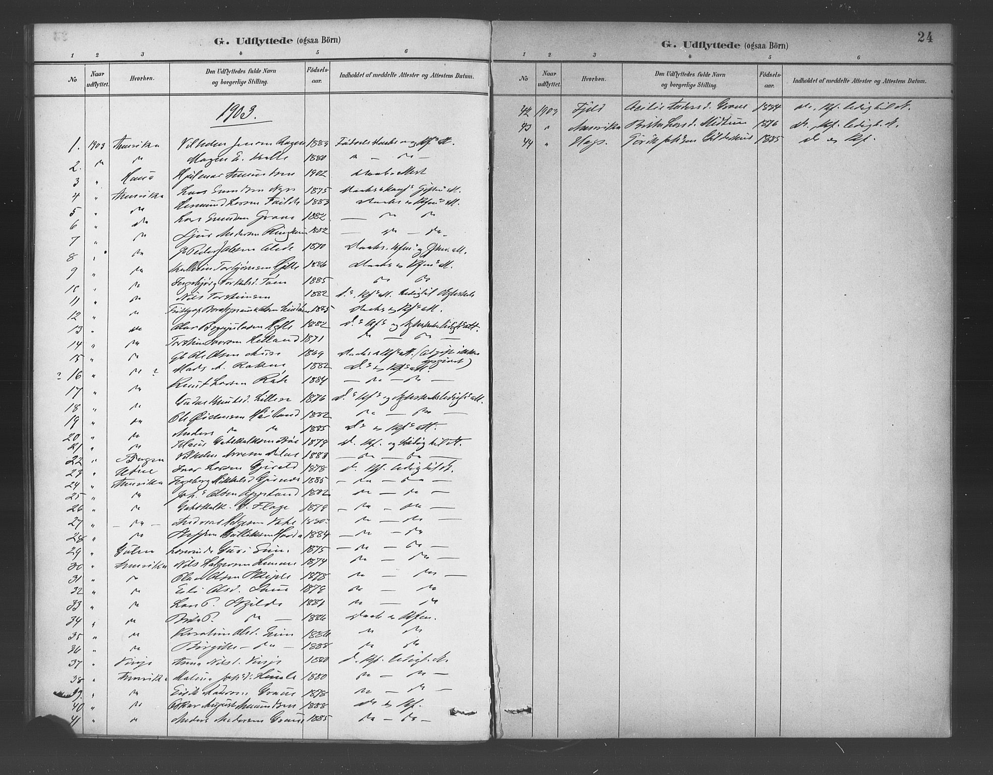 Voss sokneprestembete, AV/SAB-A-79001/H/Haa: Parish register (official) no. E 1, 1887-1928, p. 24