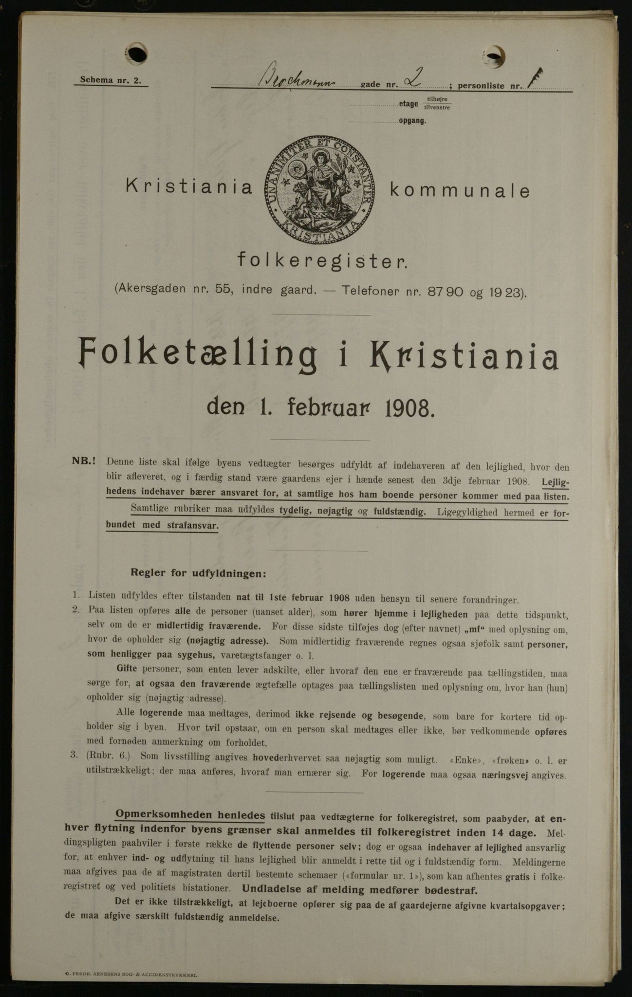 OBA, Municipal Census 1908 for Kristiania, 1908, p. 9168