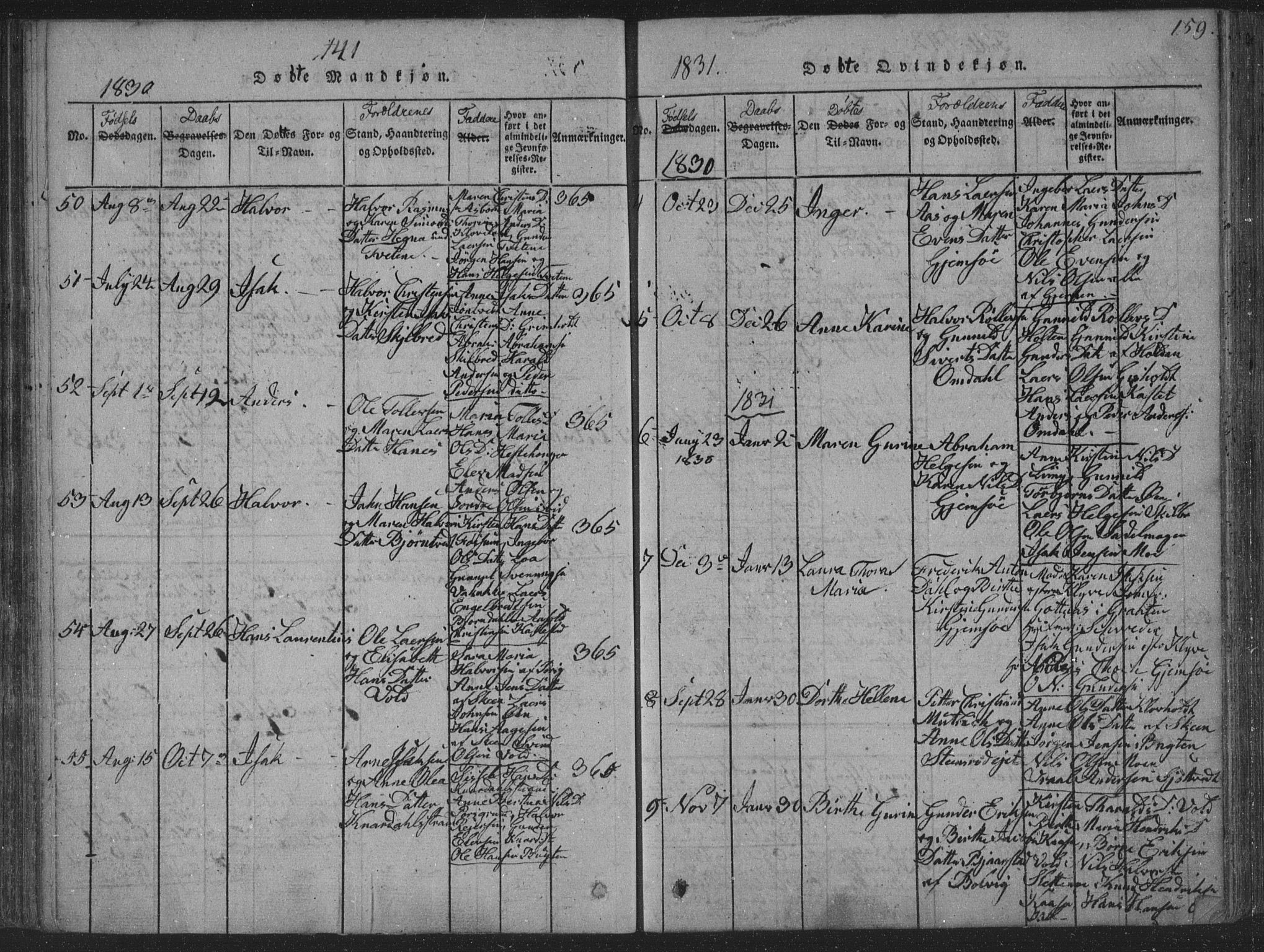 Solum kirkebøker, SAKO/A-306/F/Fa/L0004: Parish register (official) no. I 4, 1814-1833, p. 159