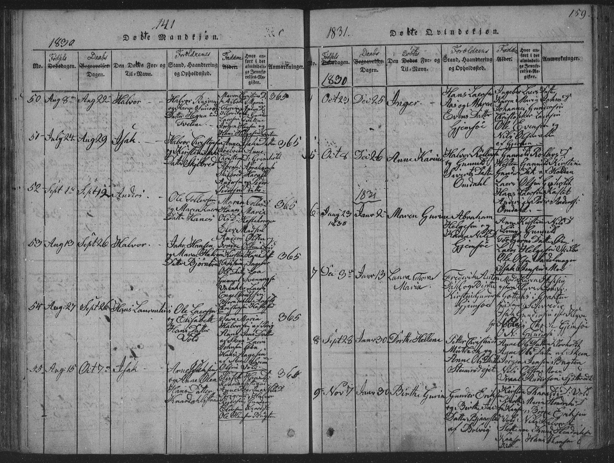 Solum kirkebøker, AV/SAKO-A-306/F/Fa/L0004: Parish register (official) no. I 4, 1814-1833, p. 159