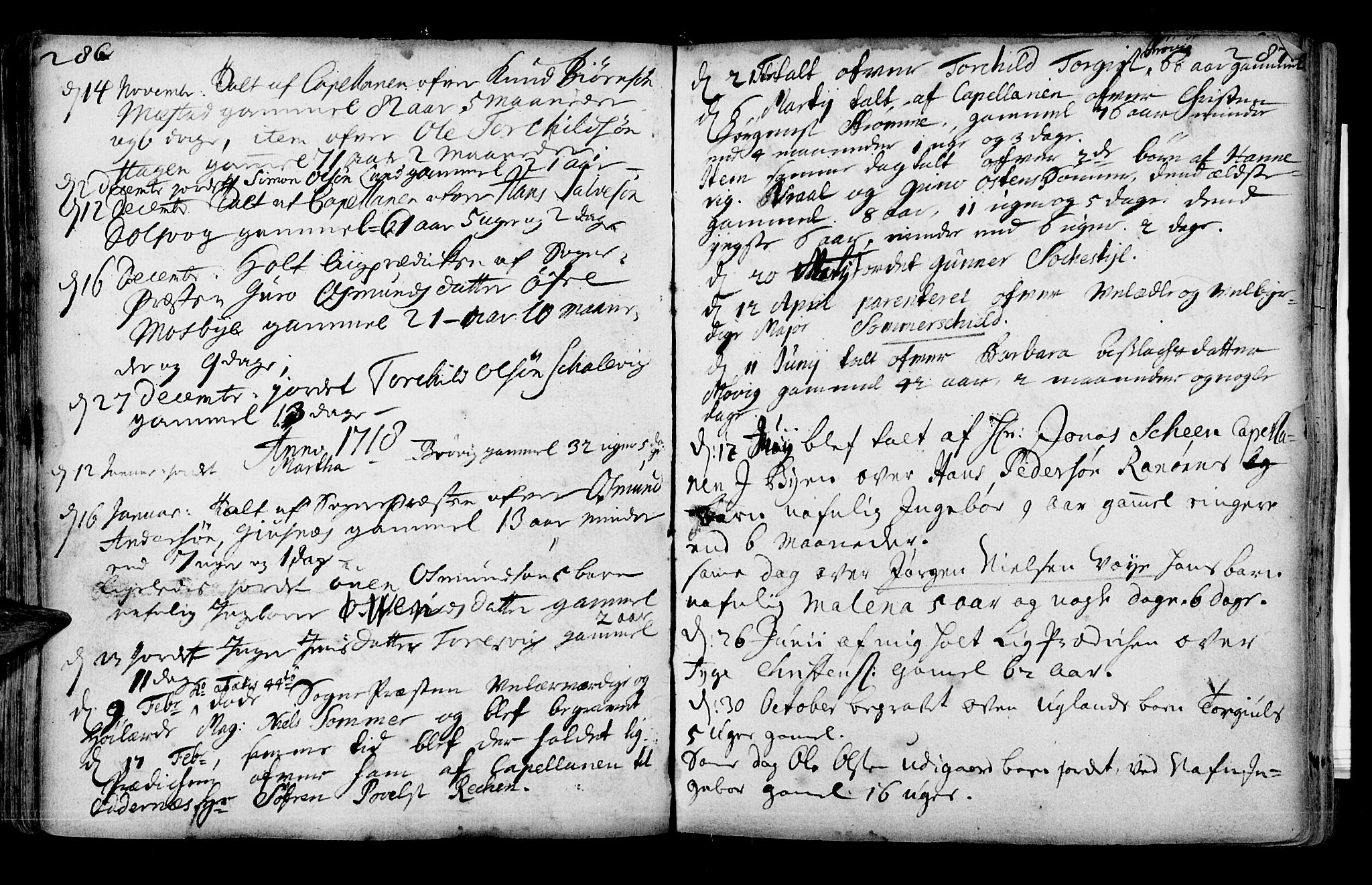Oddernes sokneprestkontor, SAK/1111-0033/F/Fa/Faa/L0001: Parish register (official) no. A 1, 1692-1718, p. 286-287