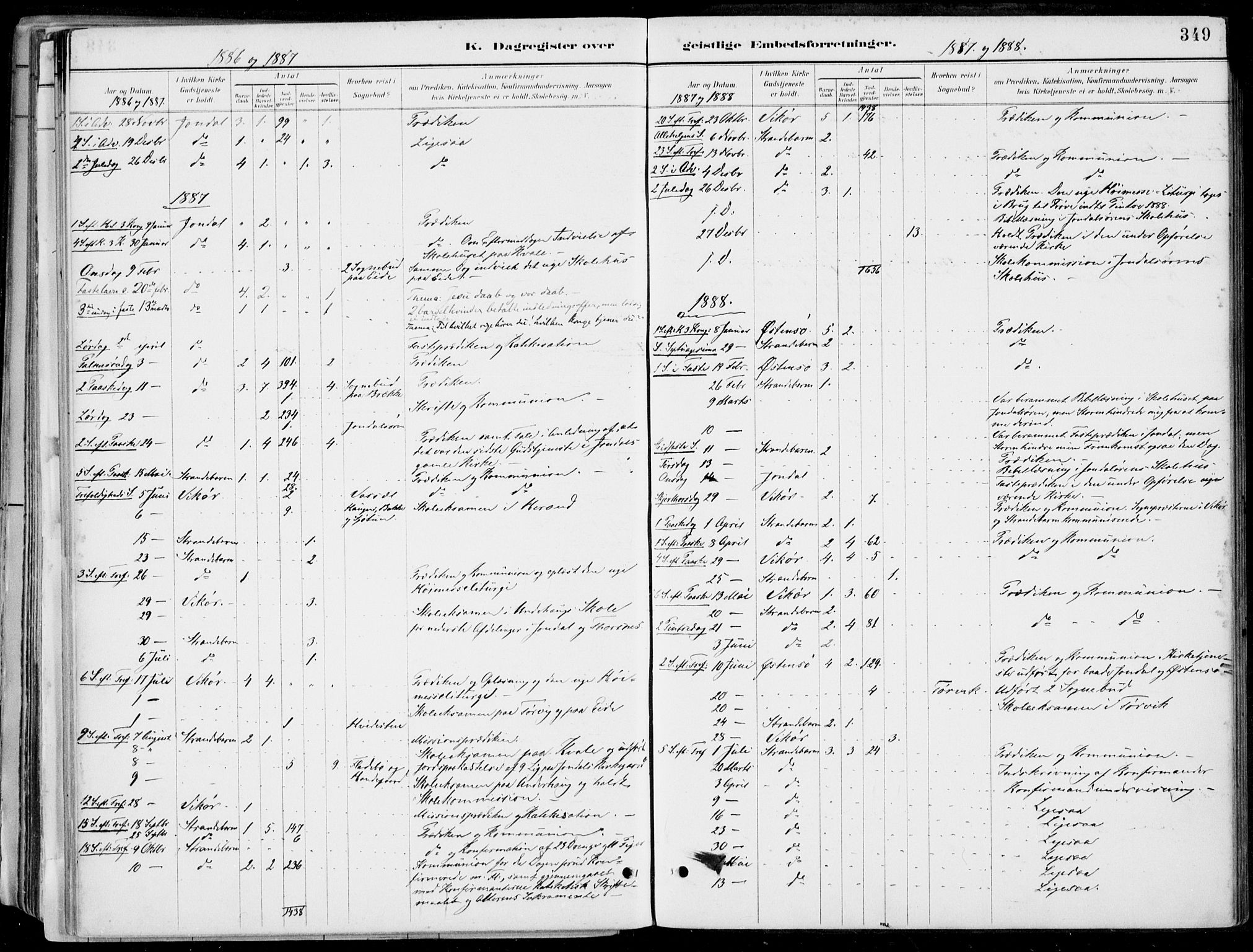 Strandebarm sokneprestembete, SAB/A-78401/H/Haa: Parish register (official) no. E  1, 1886-1908, p. 349