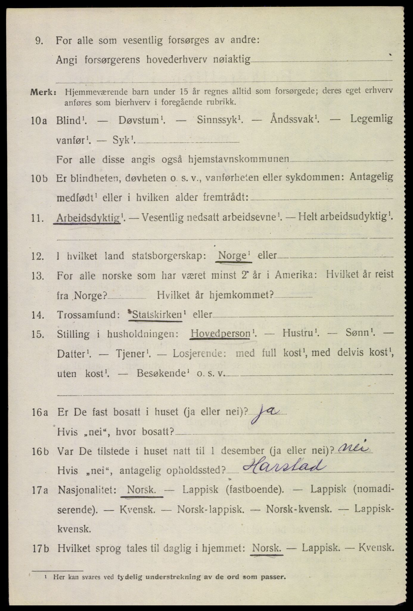 SAT, 1920 census for Bø, 1920, p. 2301