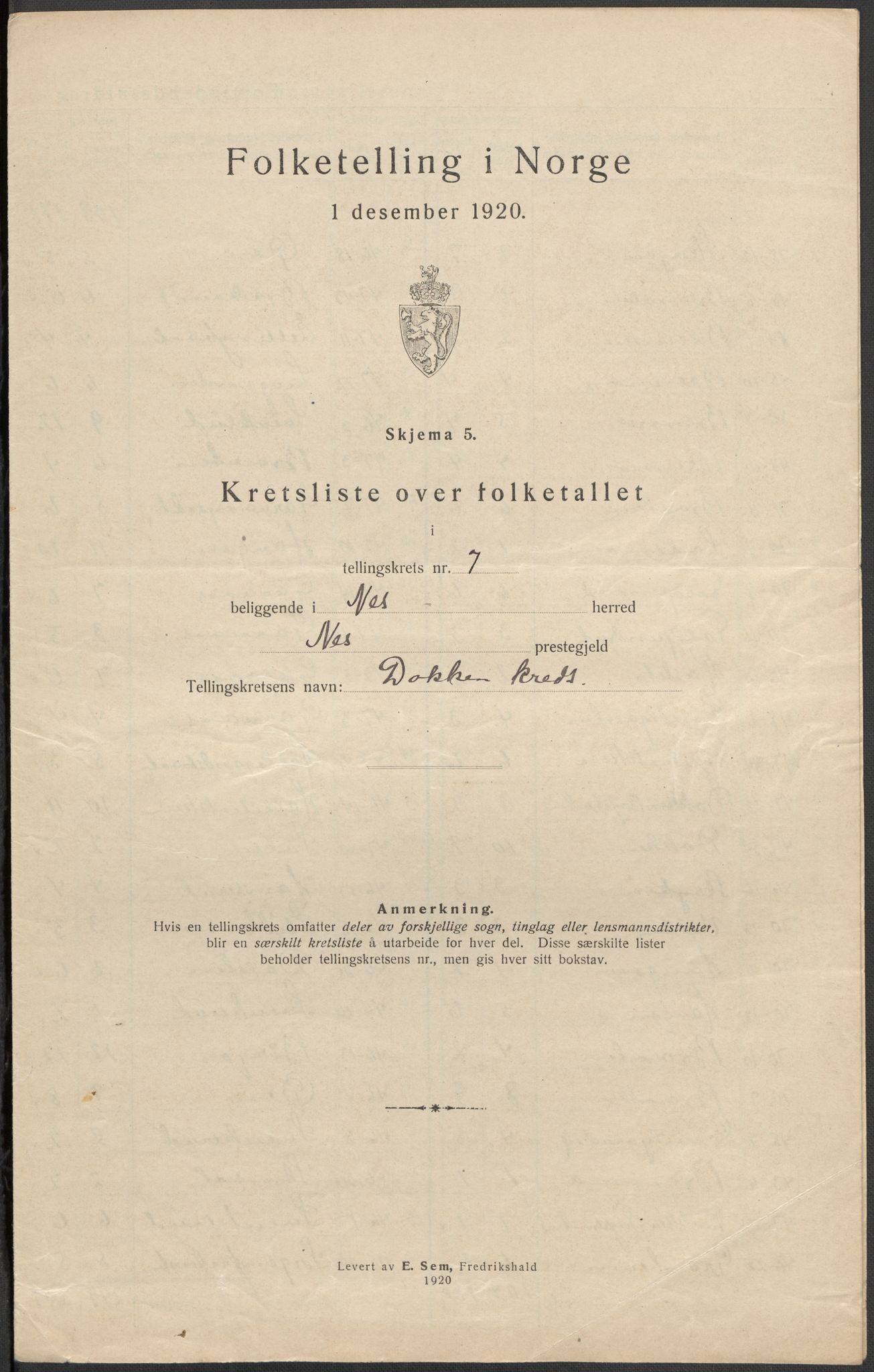 SAKO, 1920 census for Nes (Buskerud), 1920, p. 26