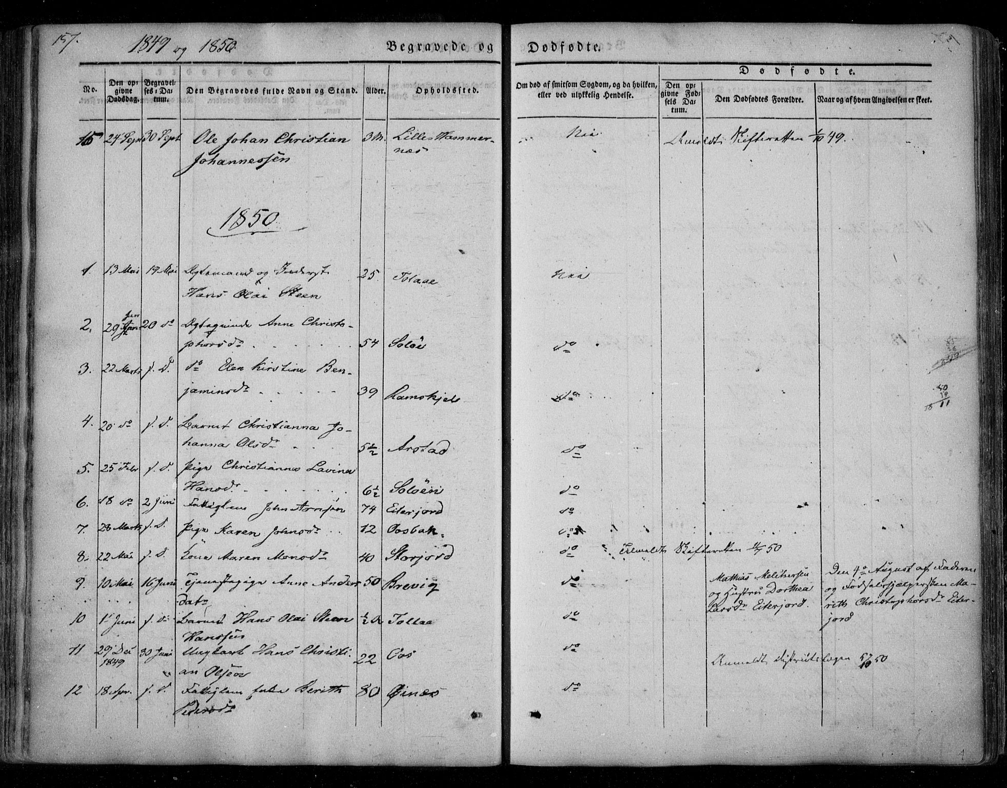 Ministerialprotokoller, klokkerbøker og fødselsregistre - Nordland, AV/SAT-A-1459/846/L0644: Parish register (official) no. 846A02, 1837-1872, p. 157