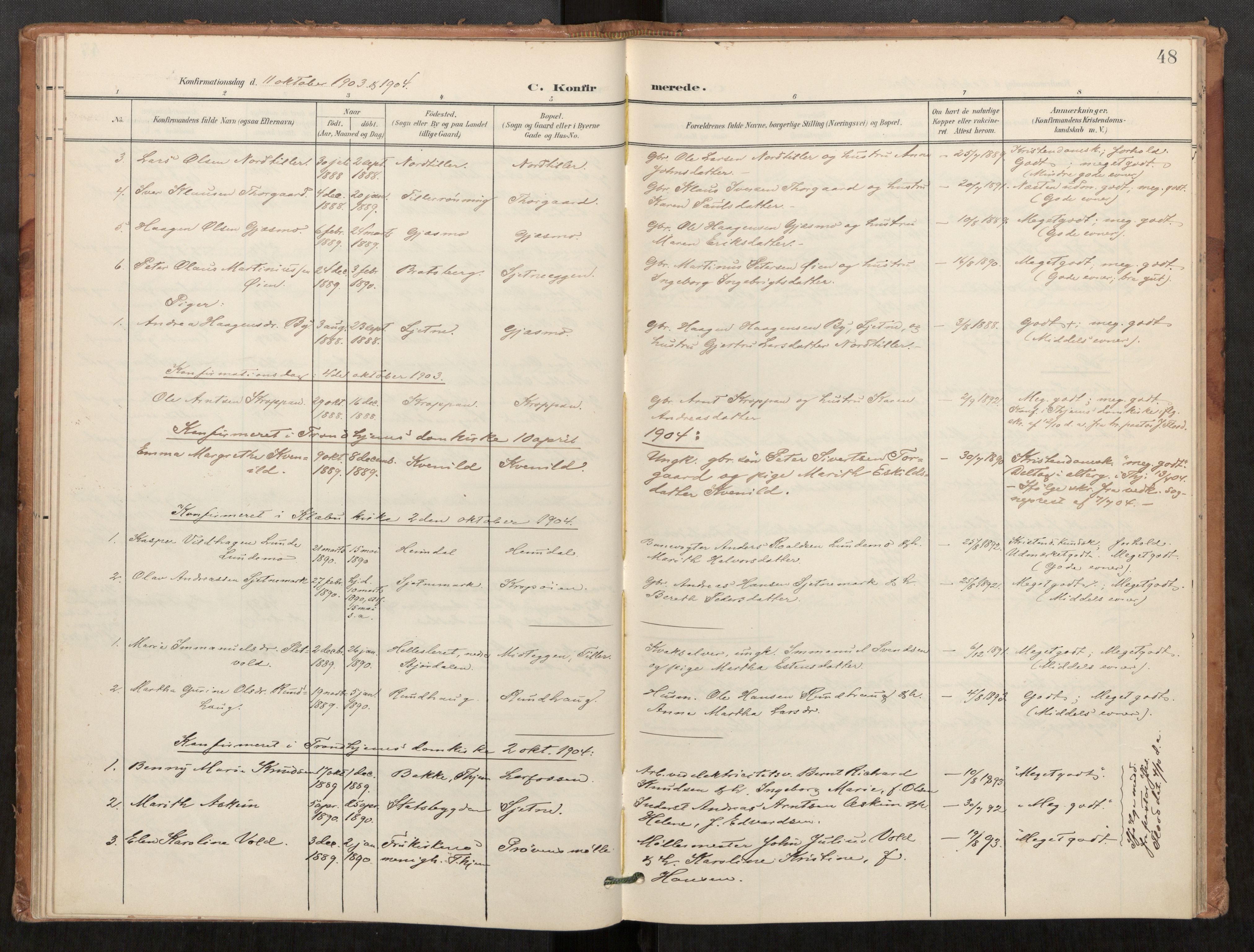 Klæbu sokneprestkontor, SAT/A-1112: Parish register (official) no. 2, 1900-1916, p. 48