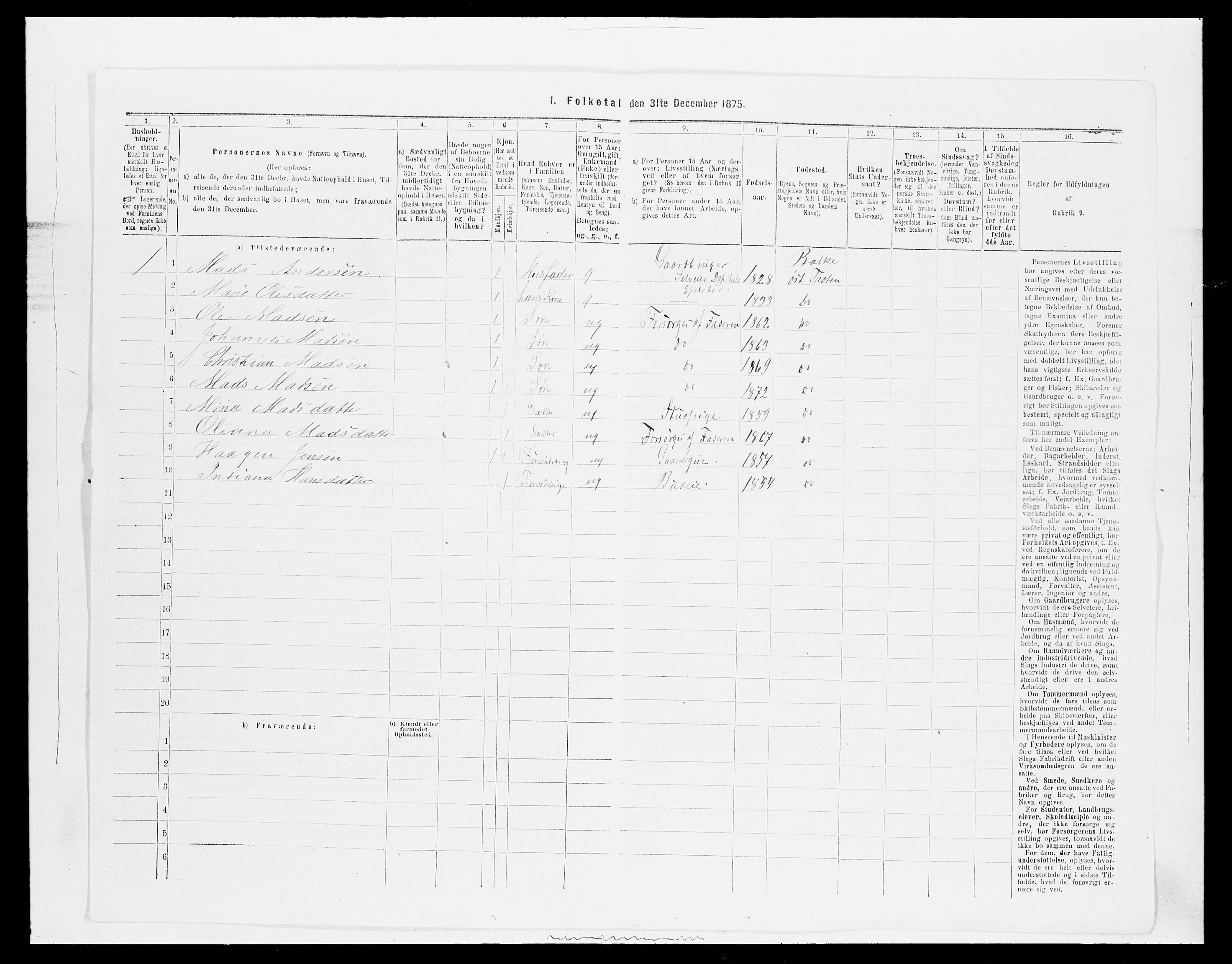 SAH, 1875 census for 0528P Østre Toten, 1875, p. 189