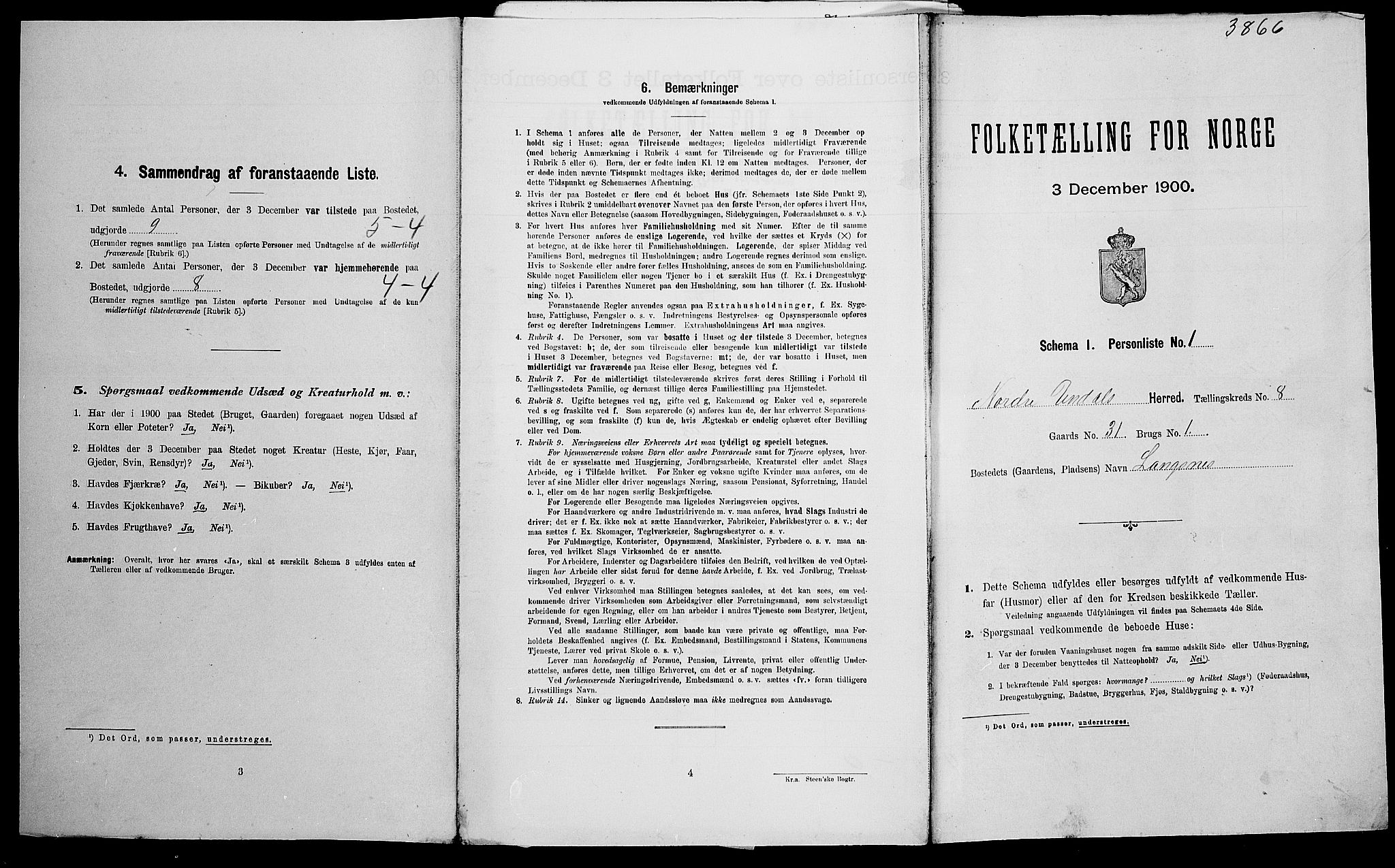 SAK, 1900 census for Nord-Audnedal, 1900, p. 762