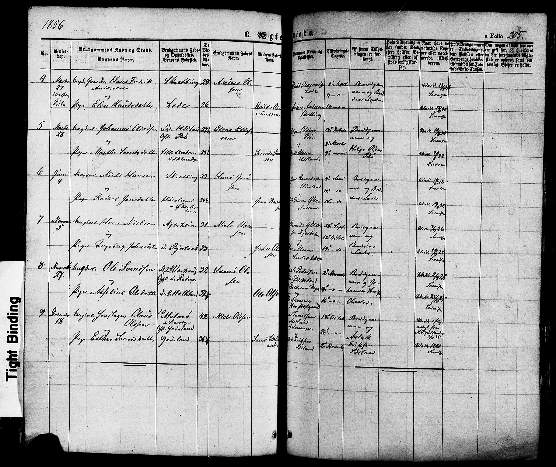 Hå sokneprestkontor, AV/SAST-A-101801/001/30BA/L0008: Parish register (official) no. A 7, 1853-1878, p. 205