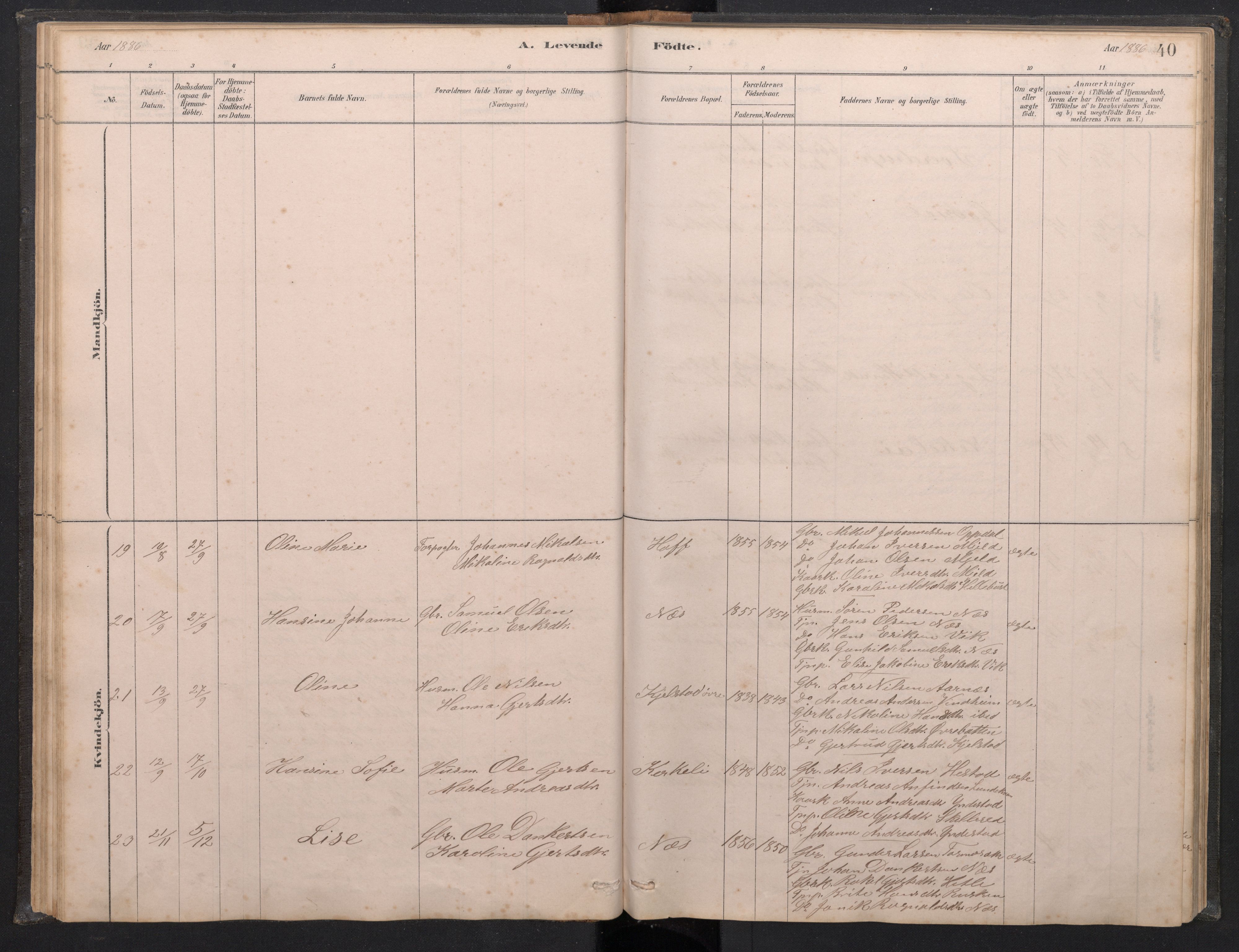 Gaular sokneprestembete, AV/SAB-A-80001/H/Hab: Parish register (copy) no. C 3, 1878-1897, p. 39b-40a