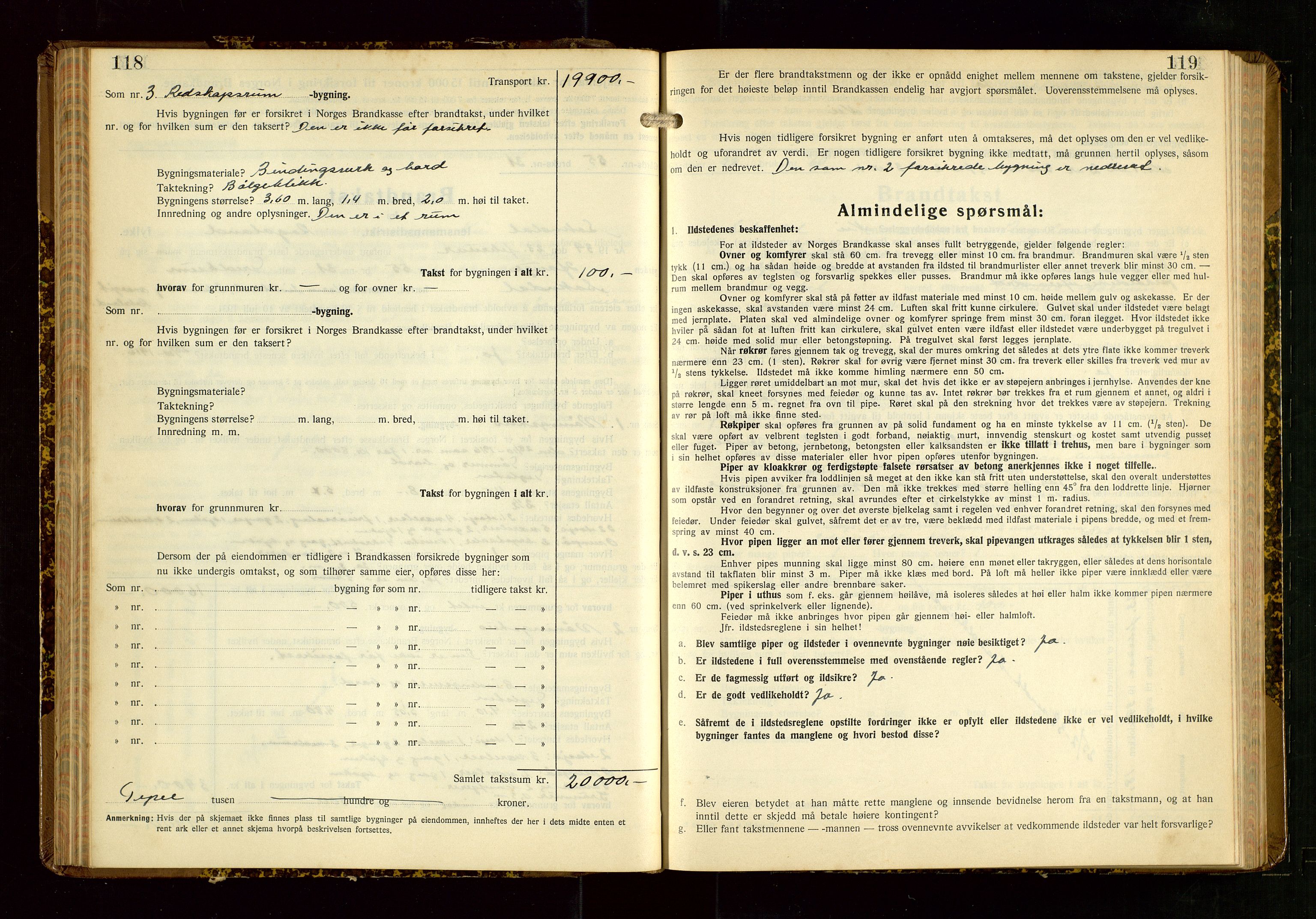 Sokndal lensmannskontor, AV/SAST-A-100417/Gob/L0008: "Brandtakst-Protokoll", 1937-1955, p. 118-119