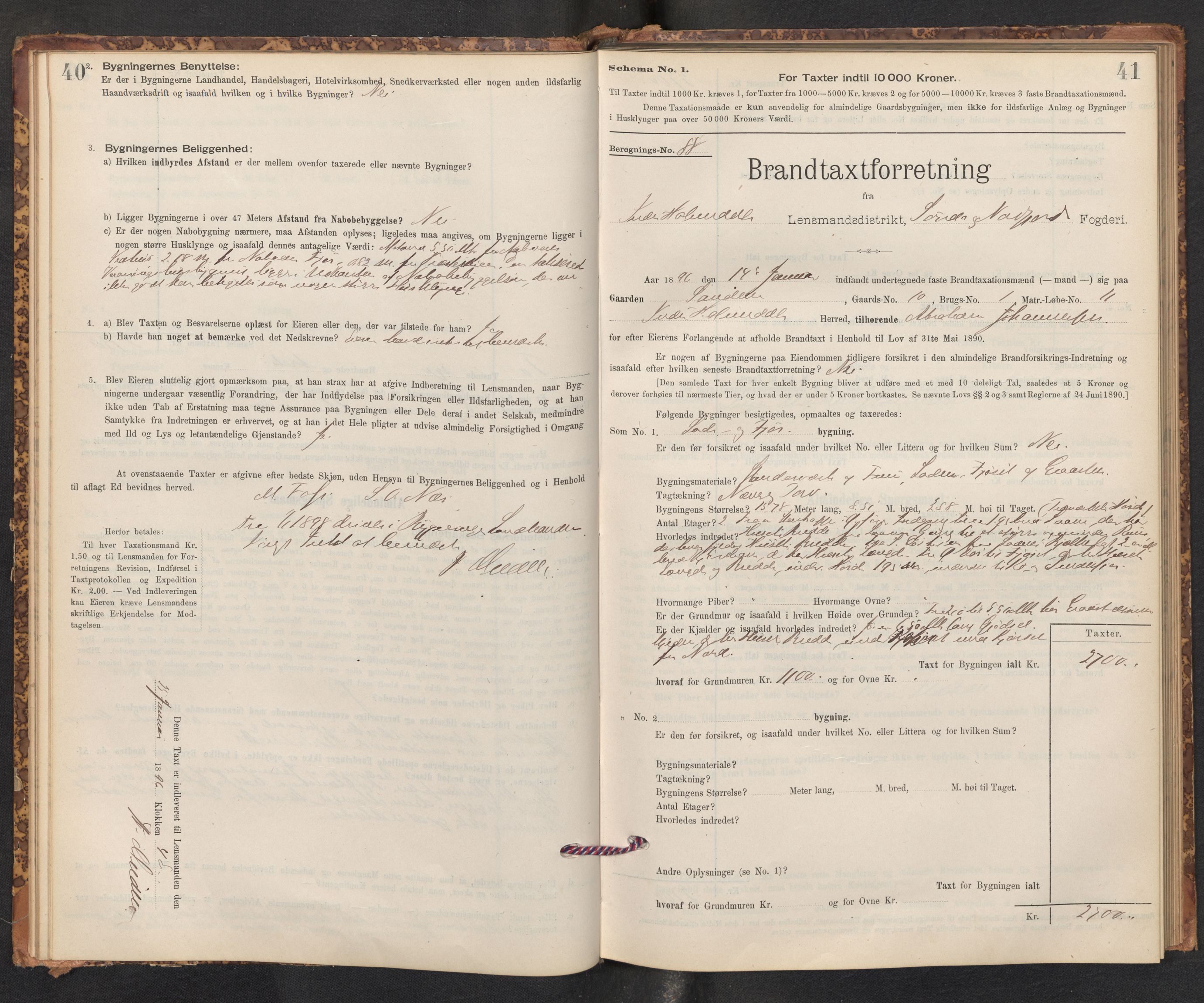 Lensmannen i Gaular, AV/SAB-A-27601/0012/L0005: Branntakstprotokoll, skjematakst, 1895-1917, p. 40-41