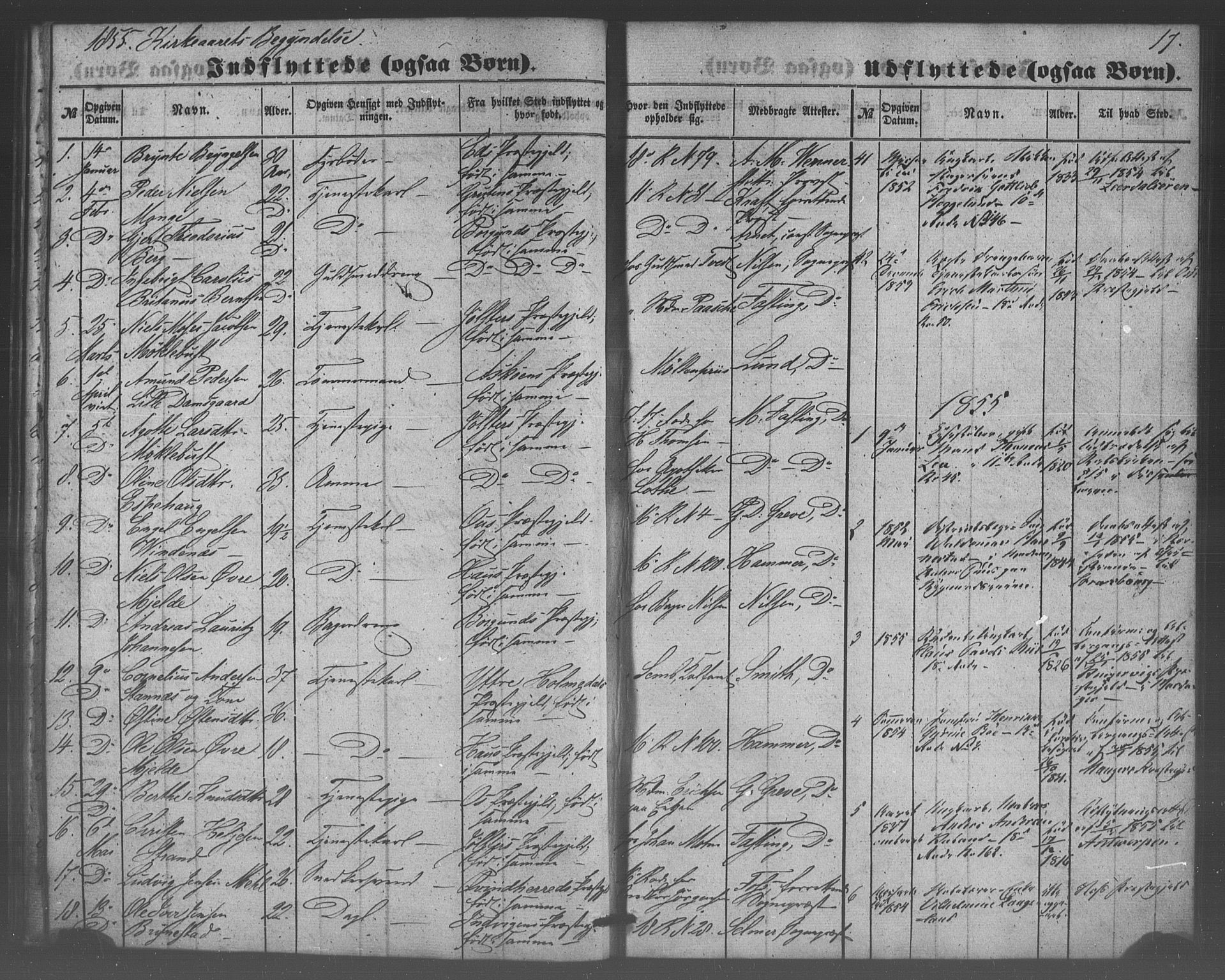 Domkirken sokneprestembete, SAB/A-74801/H/Haa/L0047: Parish register (official) no. F 2, 1852-1868, p. 17