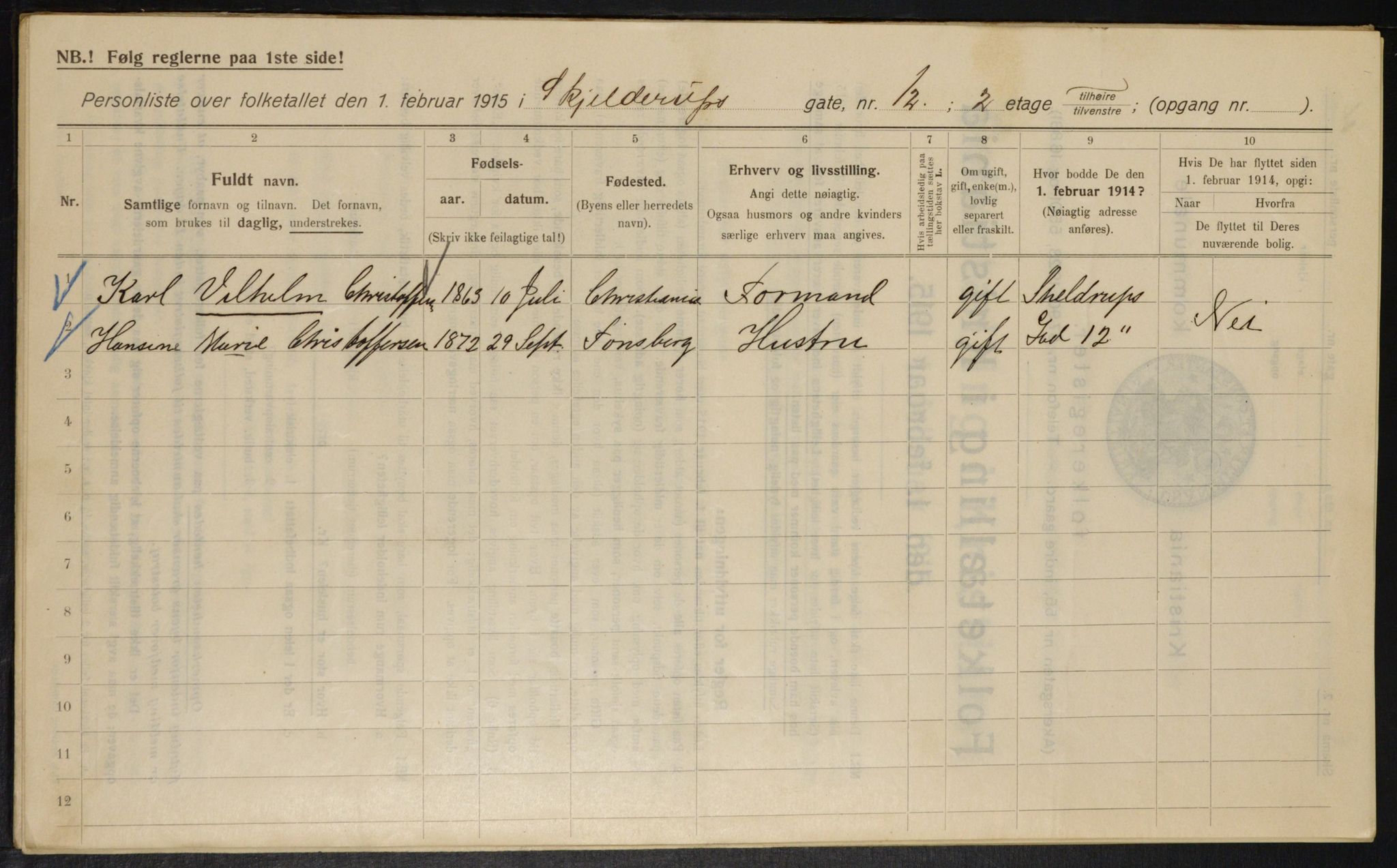 OBA, Municipal Census 1915 for Kristiania, 1915, p. 95679