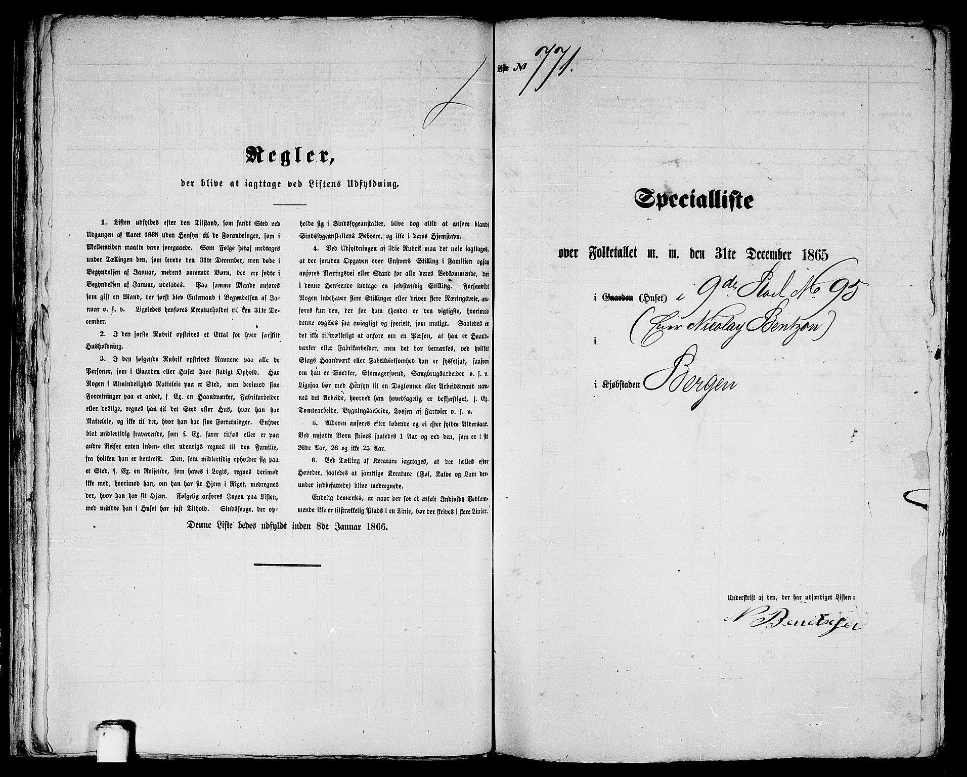 RA, 1865 census for Bergen, 1865, p. 1603