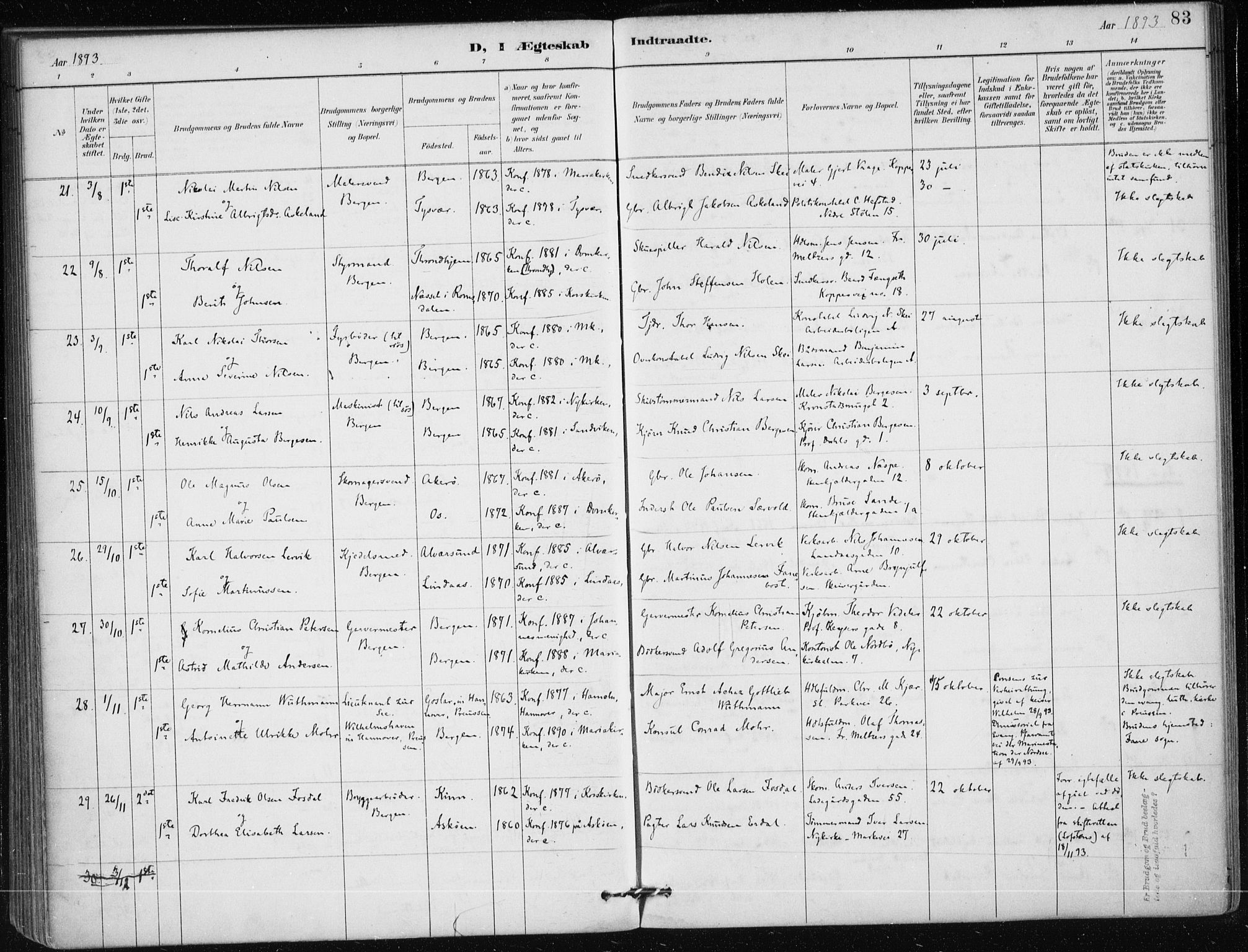 Mariakirken Sokneprestembete, AV/SAB-A-76901/H/Haa/L0013: Parish register (official) no. C 1, 1889-1900, p. 83
