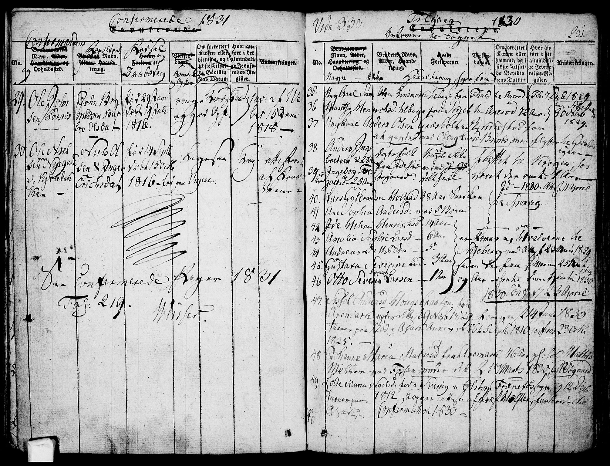 Berg prestekontor Kirkebøker, AV/SAO-A-10902/F/Fa/L0002: Parish register (official) no. I 2, 1815-1831, p. 231