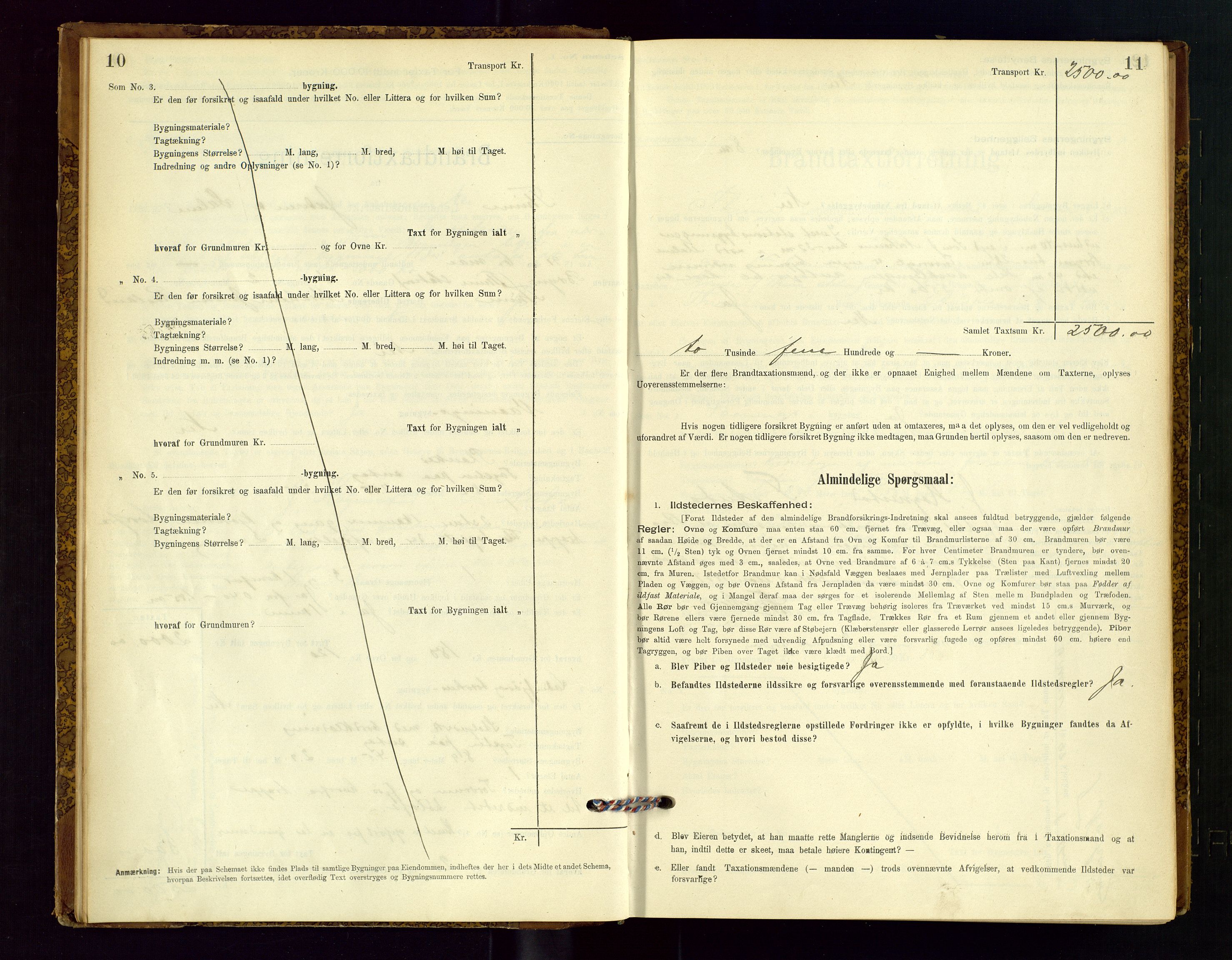 Time lensmannskontor, AV/SAST-A-100420/Gob/L0001: Branntakstprotokoll, 1896-1914, p. 10-11