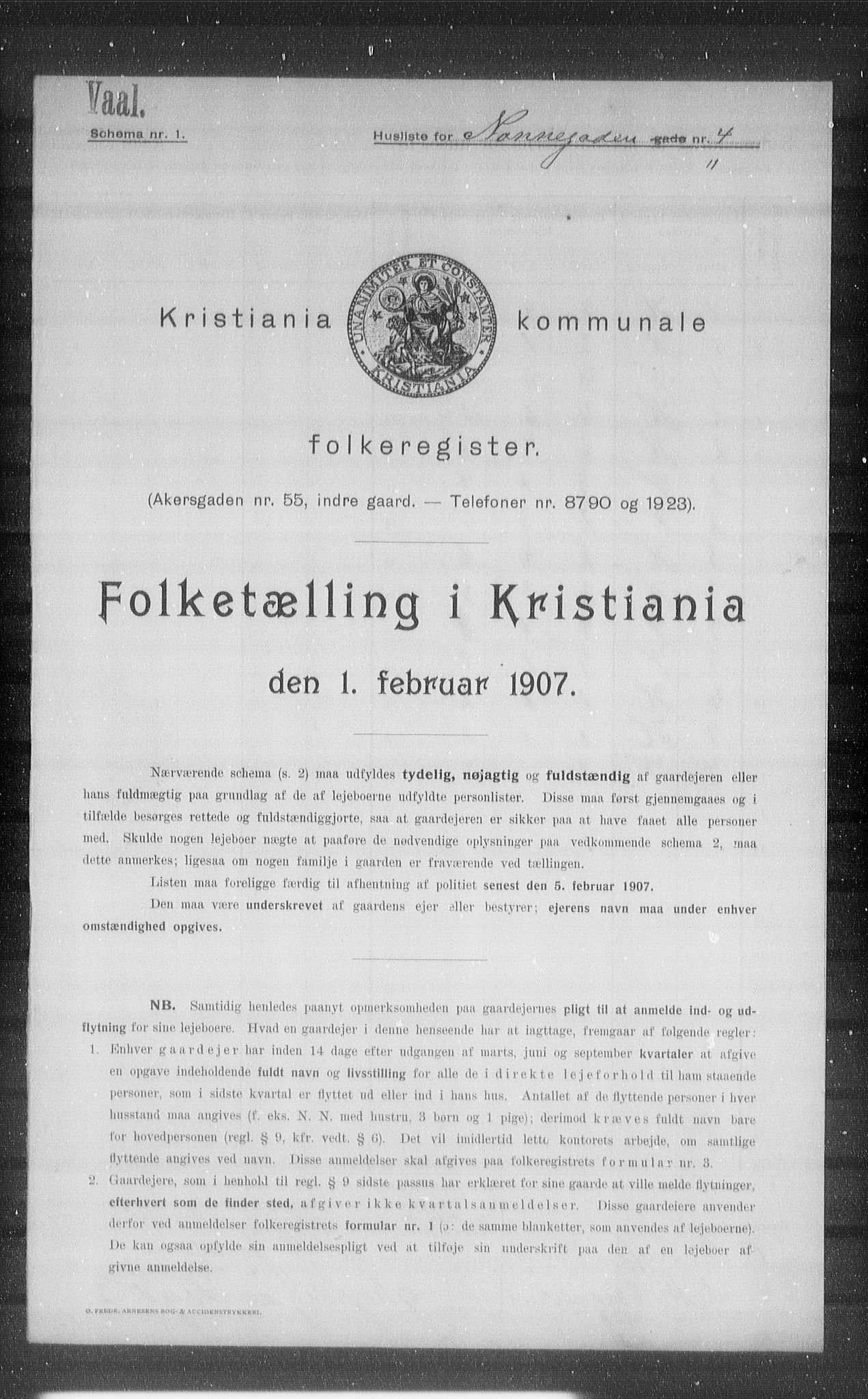 OBA, Municipal Census 1907 for Kristiania, 1907, p. 36546