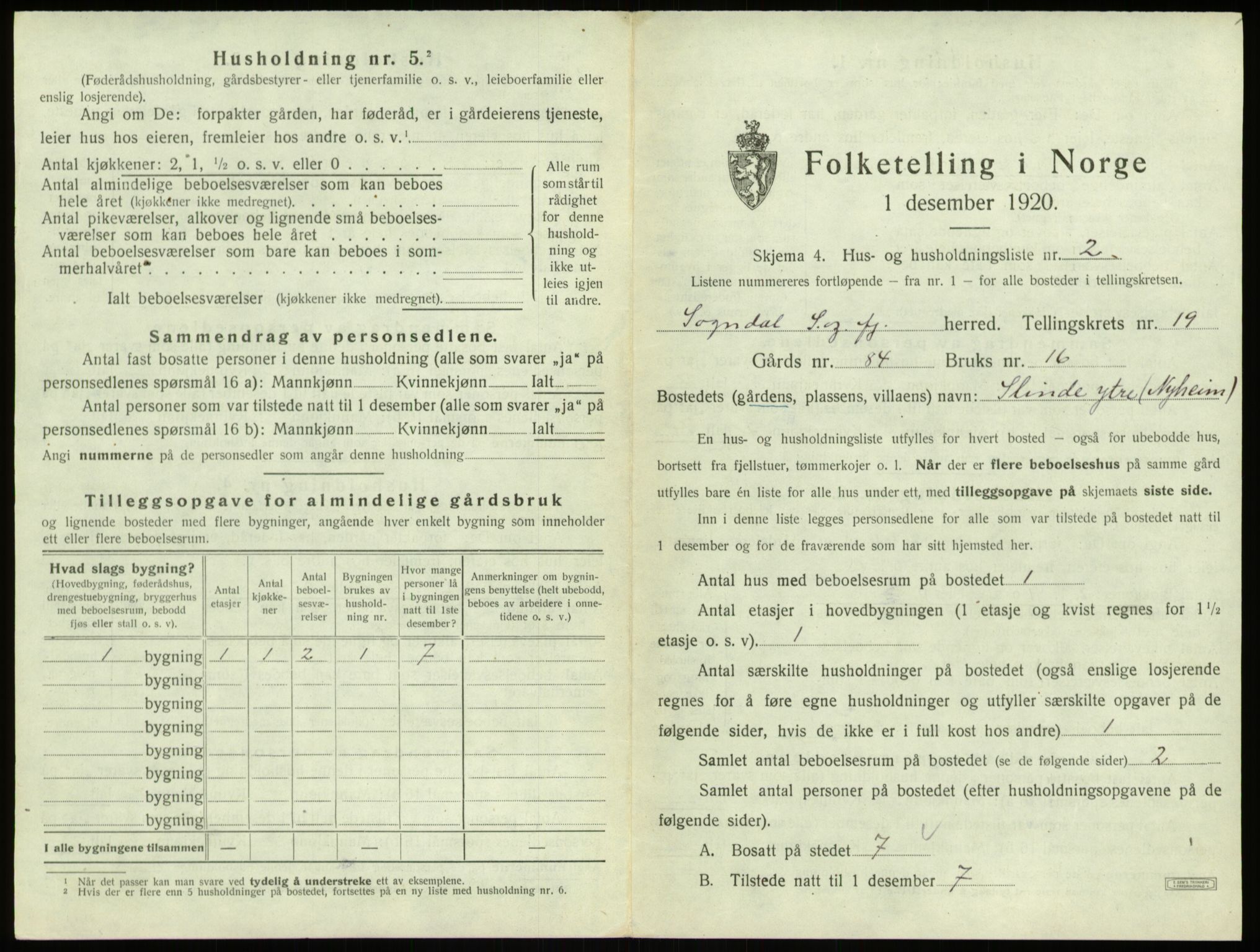 SAB, 1920 census for Sogndal, 1920, p. 1025