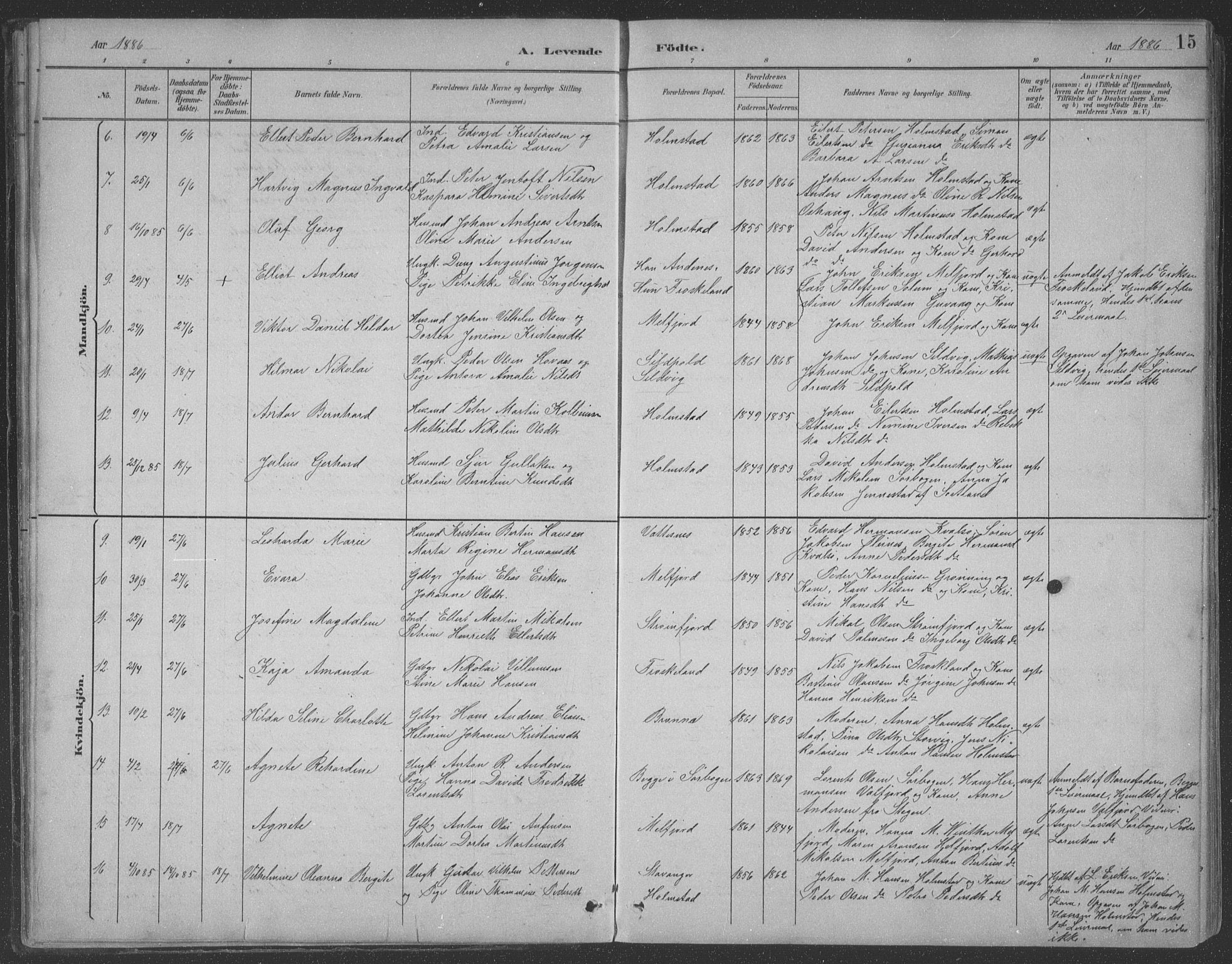 Ministerialprotokoller, klokkerbøker og fødselsregistre - Nordland, AV/SAT-A-1459/890/L1290: Parish register (copy) no. 890C01, 1882-1911, p. 15