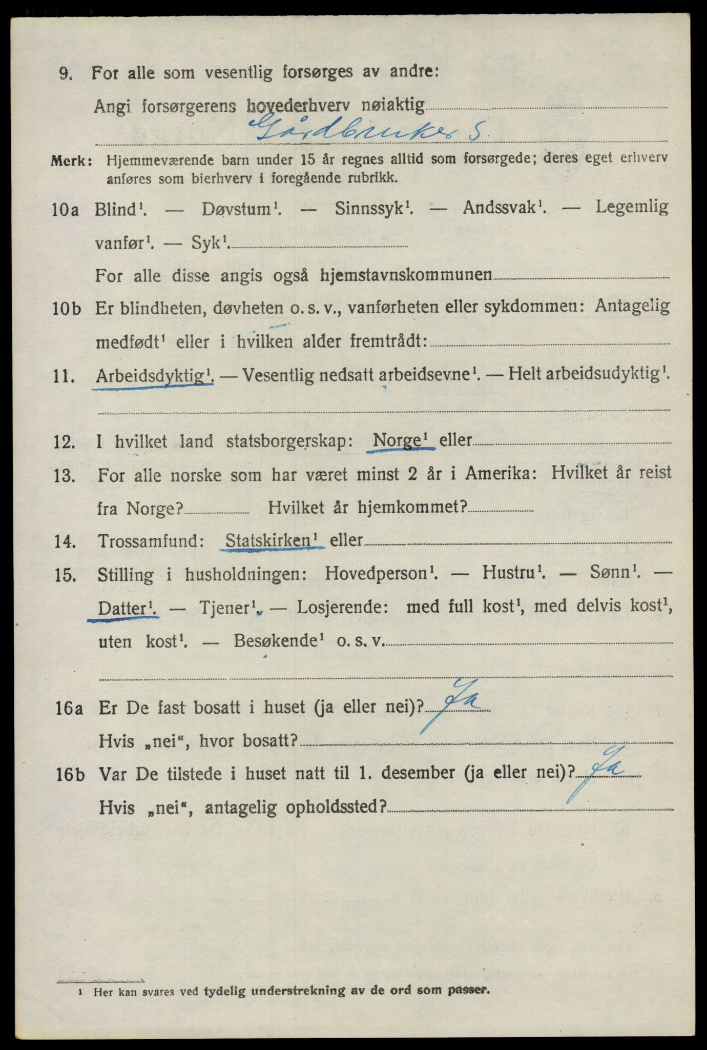 SAO, 1920 census for Nes, 1920, p. 9615