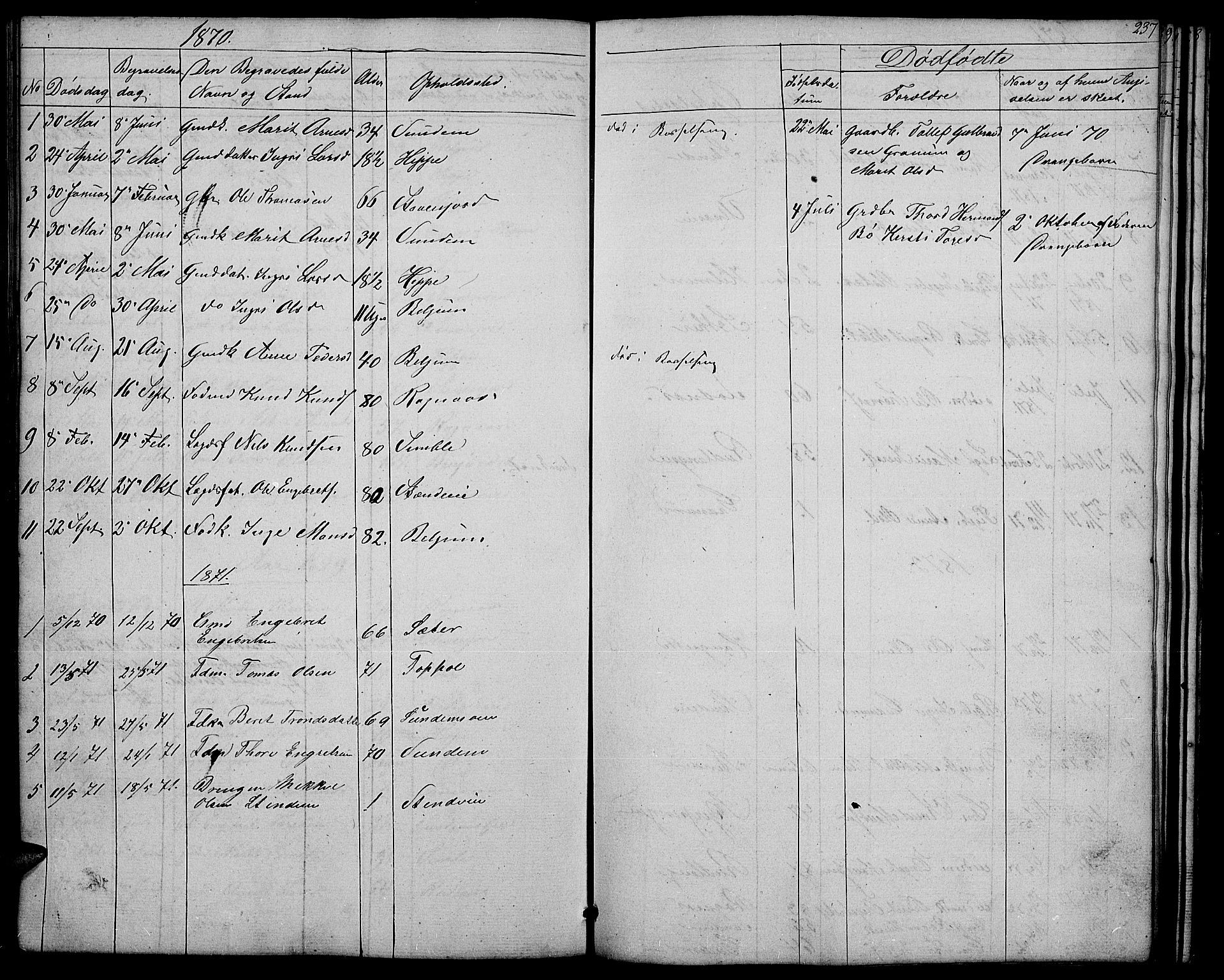 Nord-Aurdal prestekontor, AV/SAH-PREST-132/H/Ha/Hab/L0004: Parish register (copy) no. 4, 1842-1882, p. 237