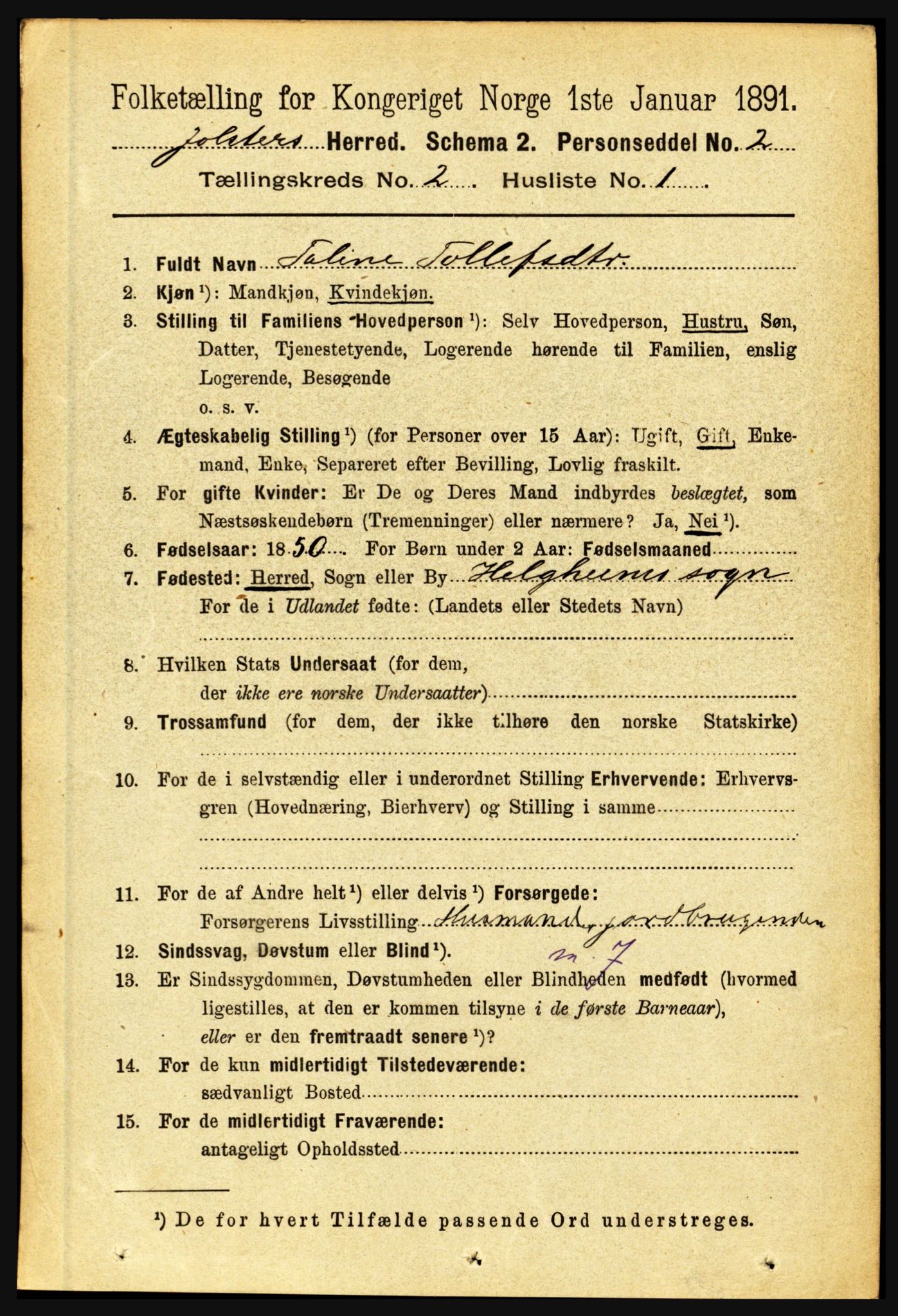 RA, 1891 census for 1431 Jølster, 1891, p. 575